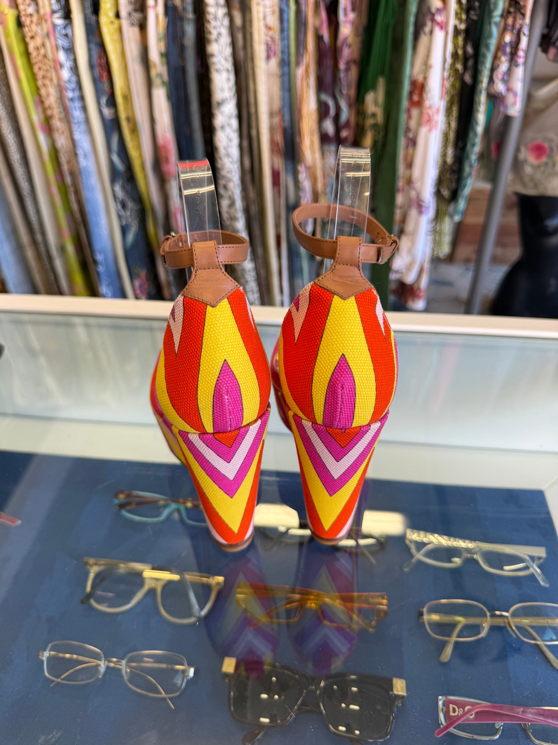 Sandali zeppa Missoni gemoetria multicolore nuovi