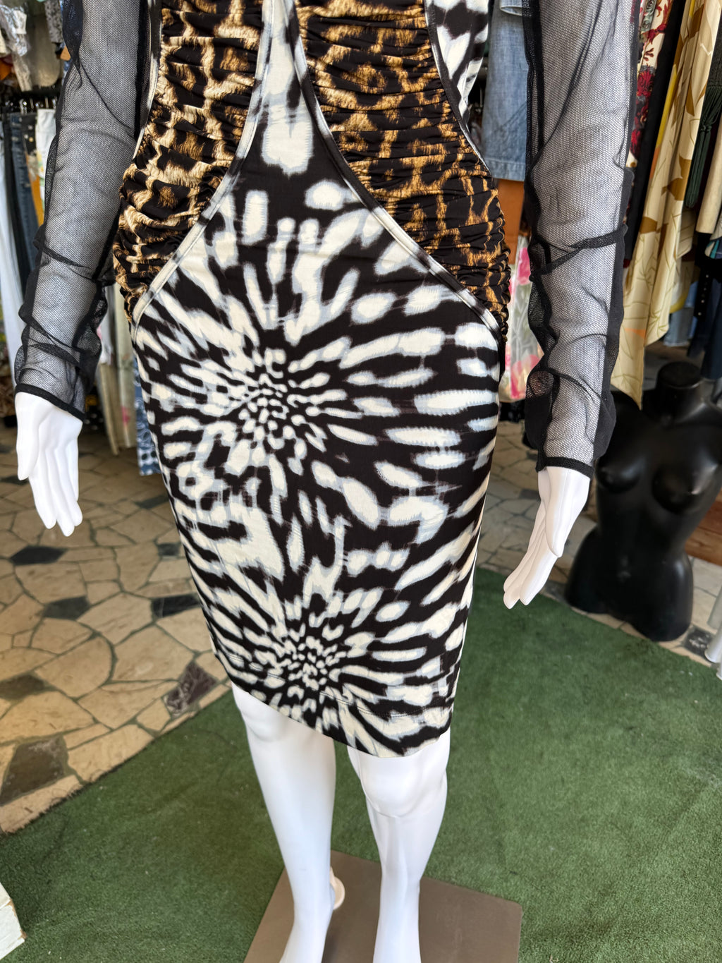 Abito Roberto Cavalli animalier leopardo nuovo 2000s