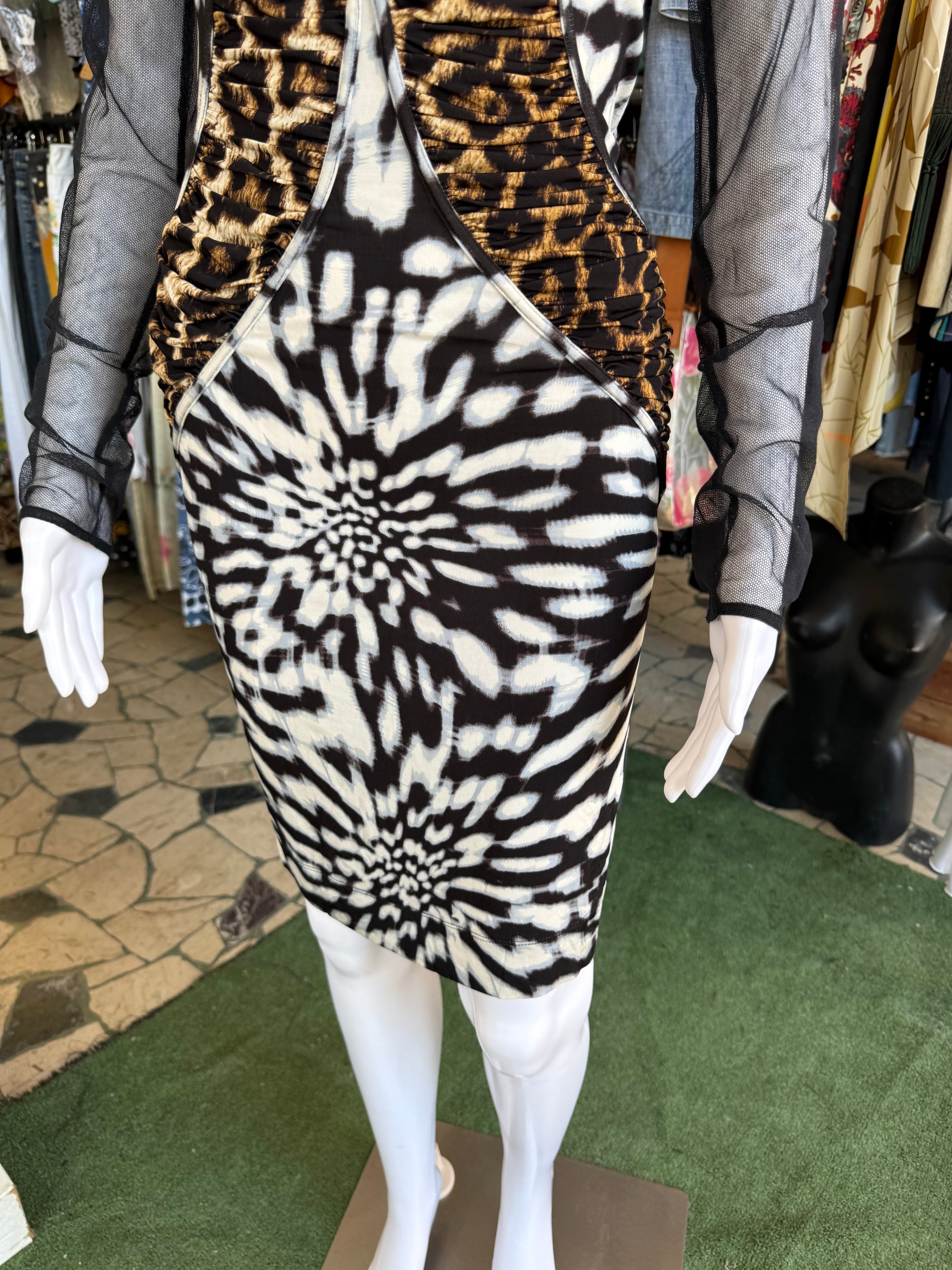 Abito Roberto Cavalli animalier leopardo nuovo 2000s