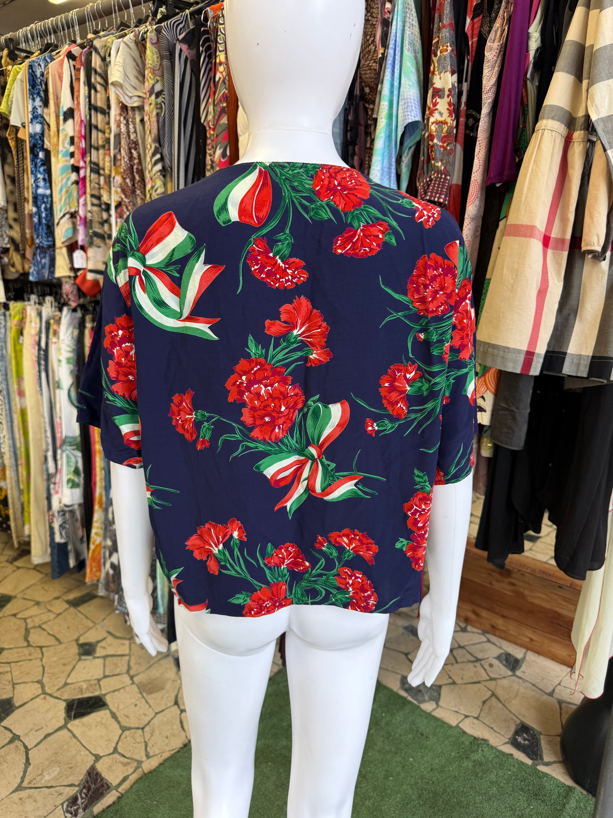 Top Moschino Italia e fiori 1988
