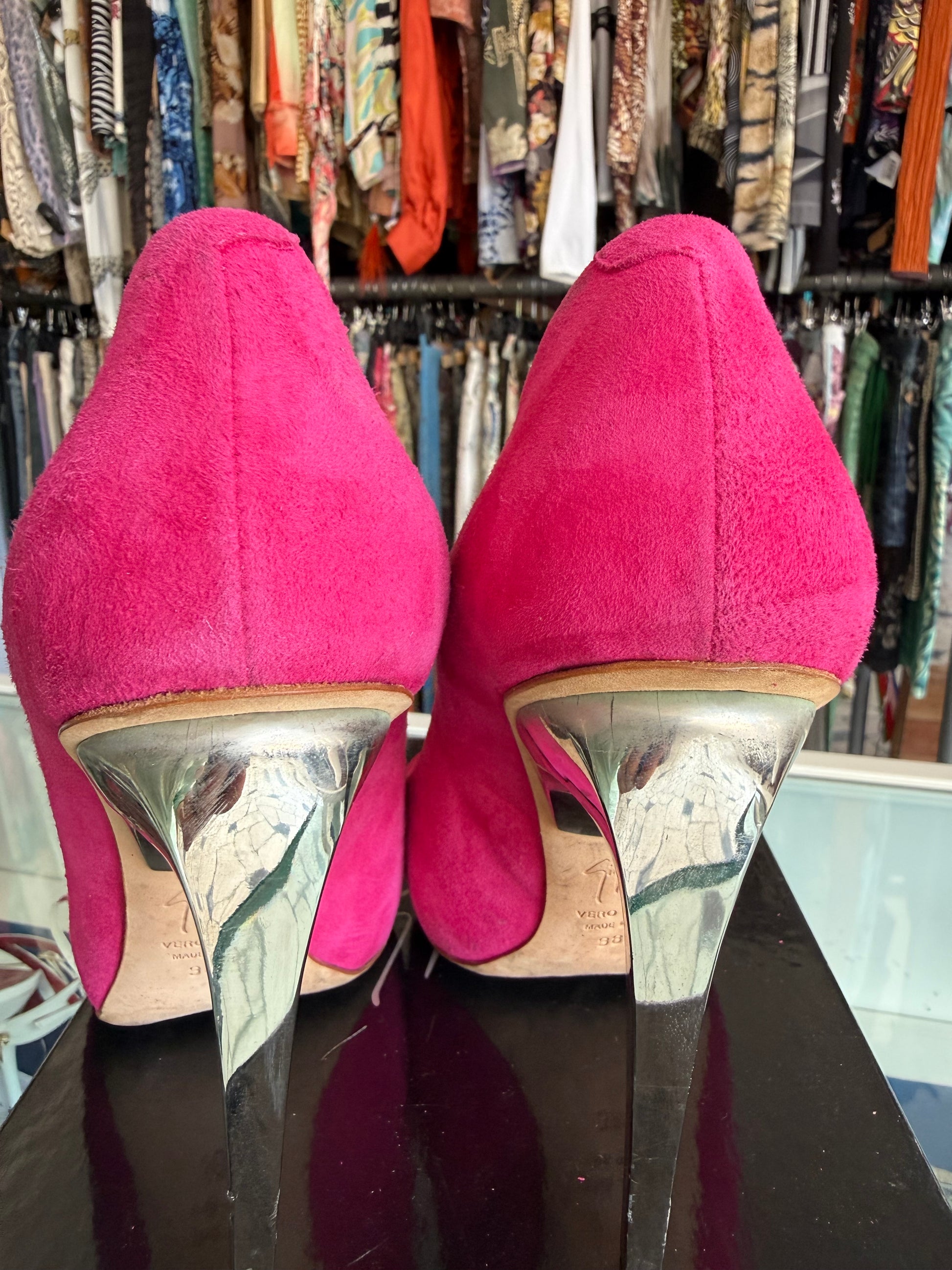 Décolleté Giuseppe Zanotti fucsia tacco acciaio