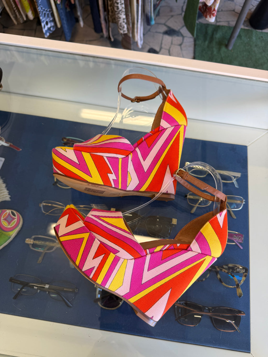 Sandali zeppa Missoni gemoetria multicolore nuovi