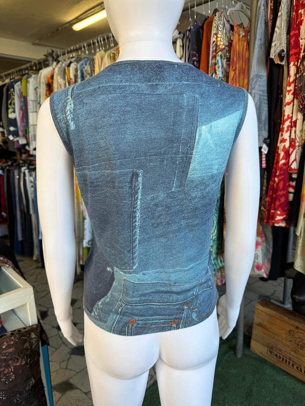 Top Roberto Cavalli stampa denim 90s