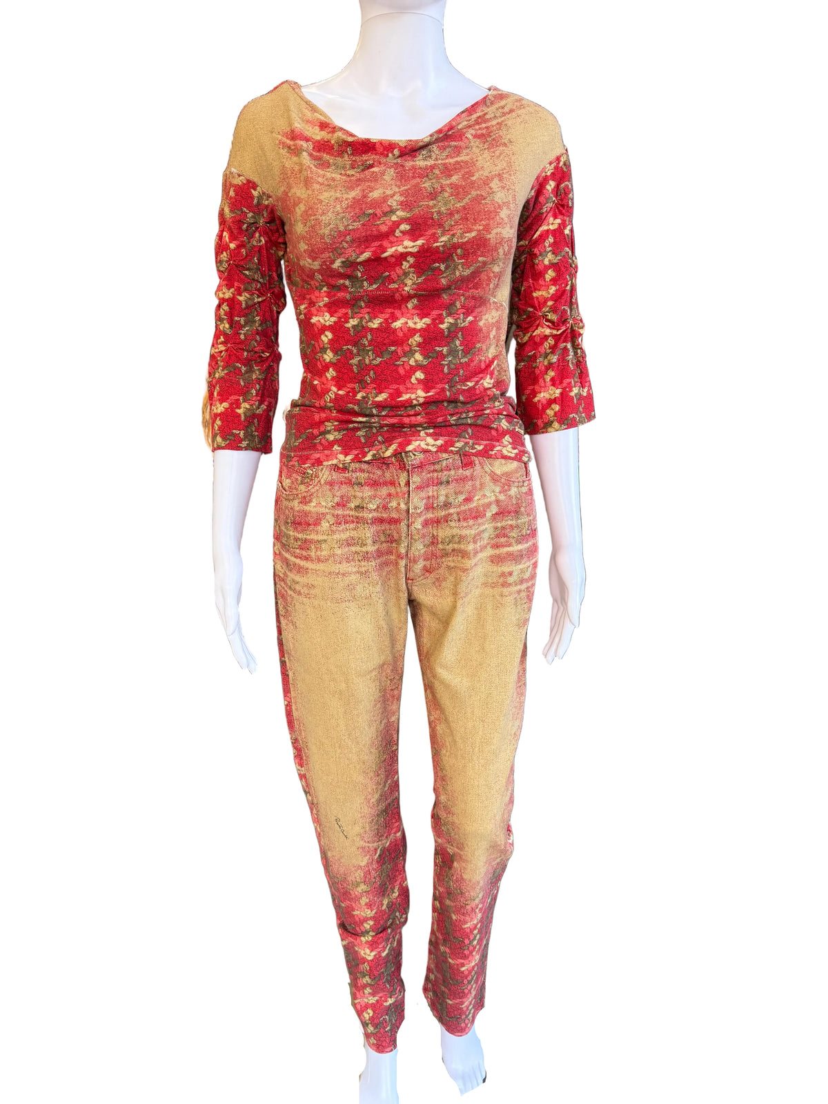 Completo Roberto Cavalli FW2002 pied de pul rosso degradé