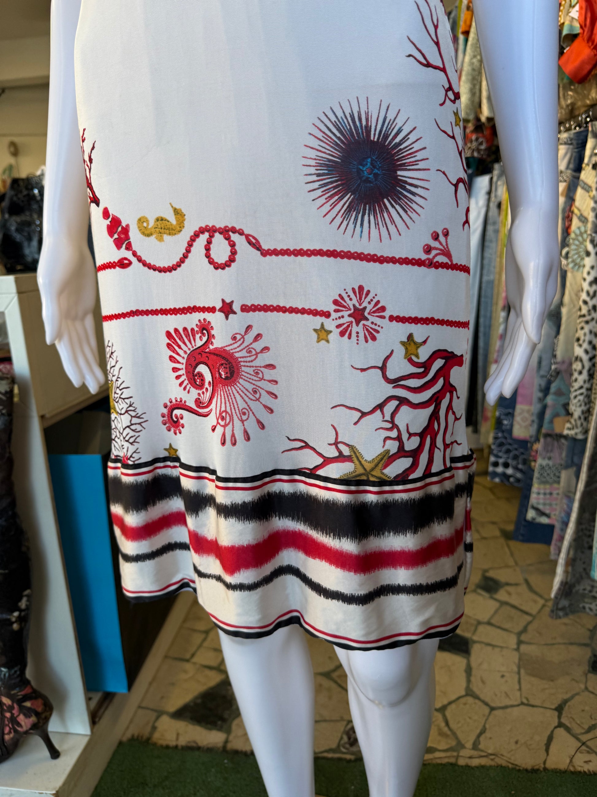 Abito Roberto Cavalli mare, coralli e pesci  2000s
