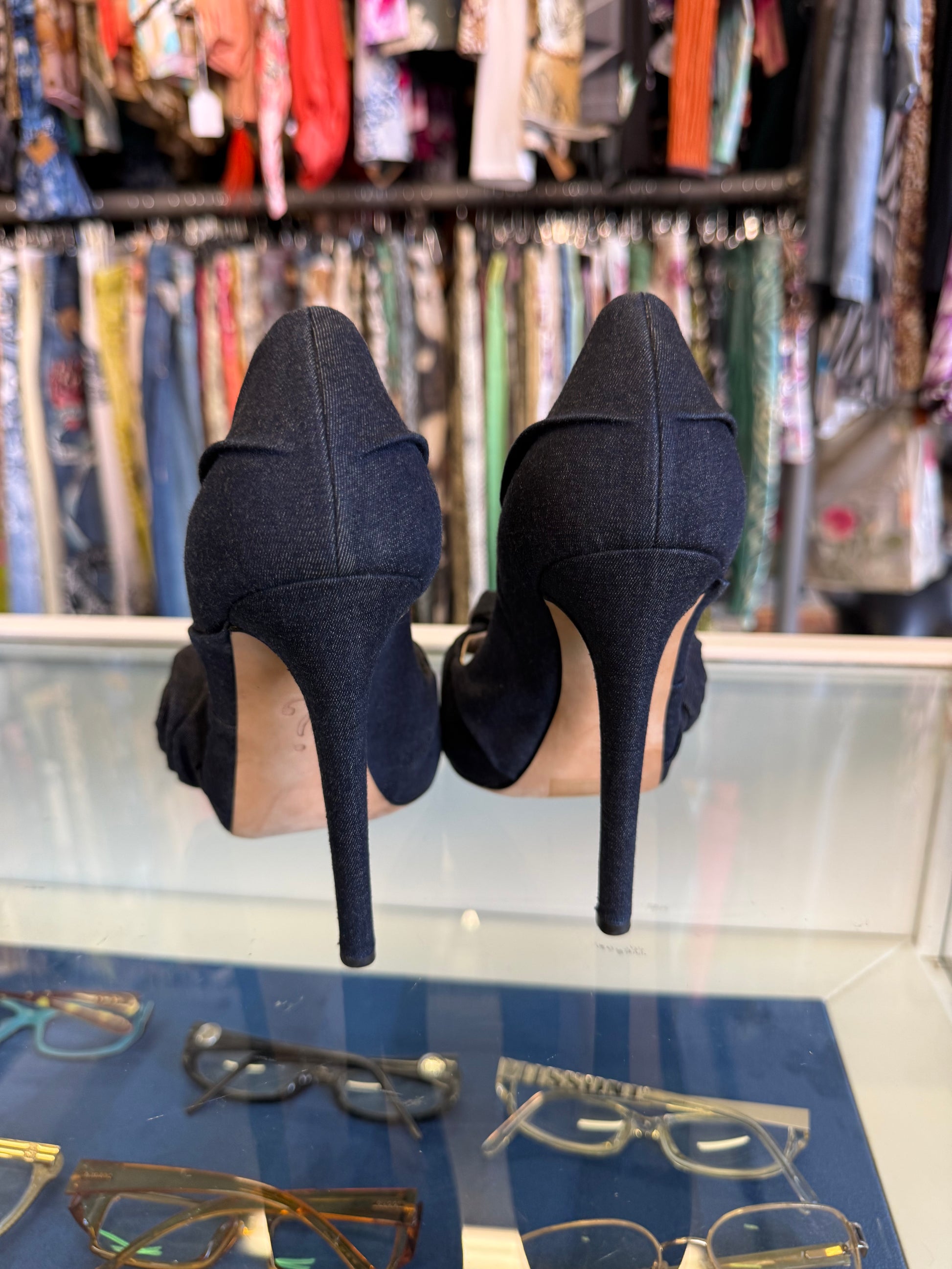 Décolleté Moschino in denim rose 00s