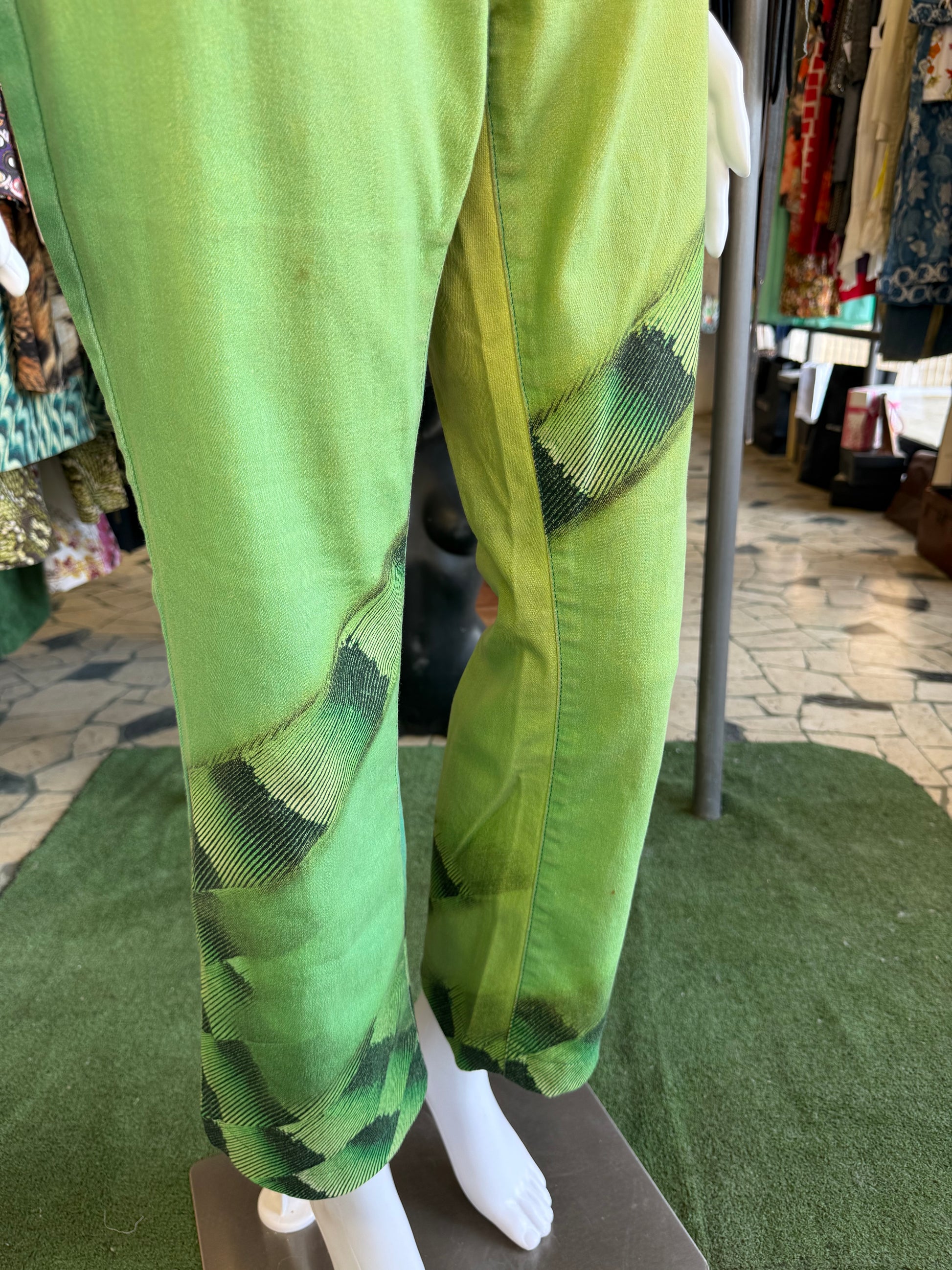 Jeans Roberto Cavalli verde iguana 00s