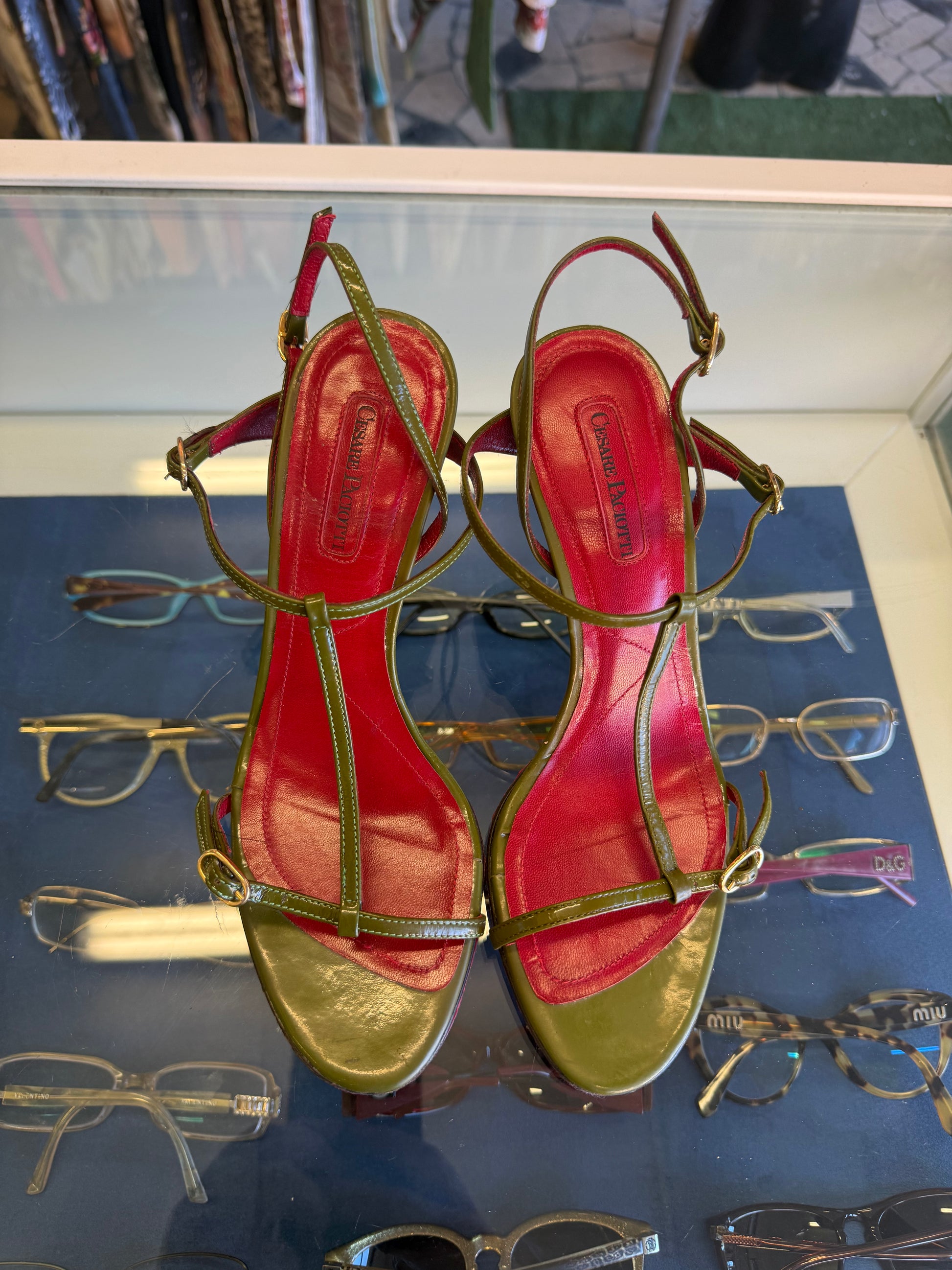 Sandali Cesare Paciotti micro dagger heels Verdi 00s