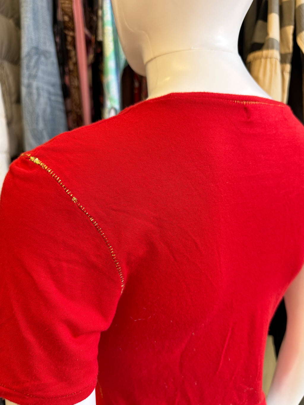 Top Roberto Cavalli 2004 rosso con dettagli oro