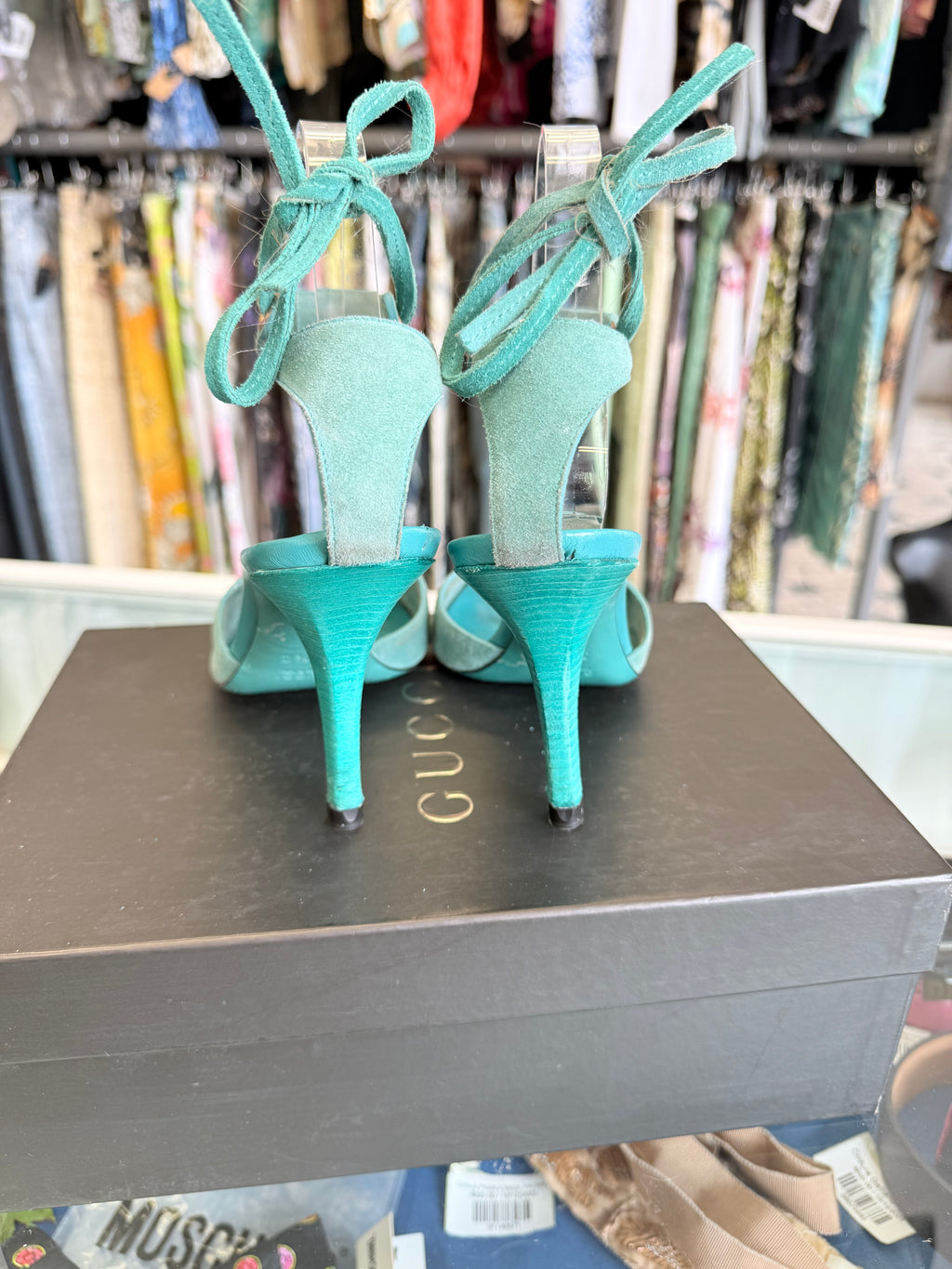 Sandali Gucci verde acqua 2000s
