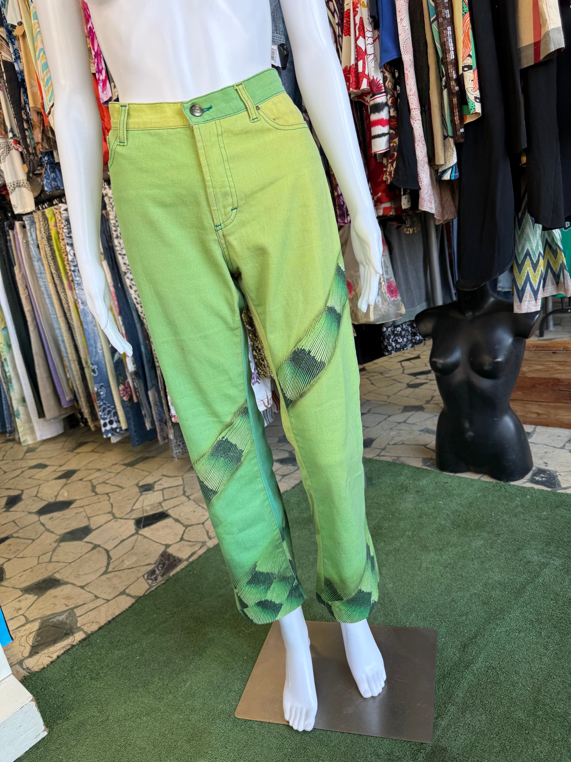 Jeans Roberto Cavalli verde iguana 00s