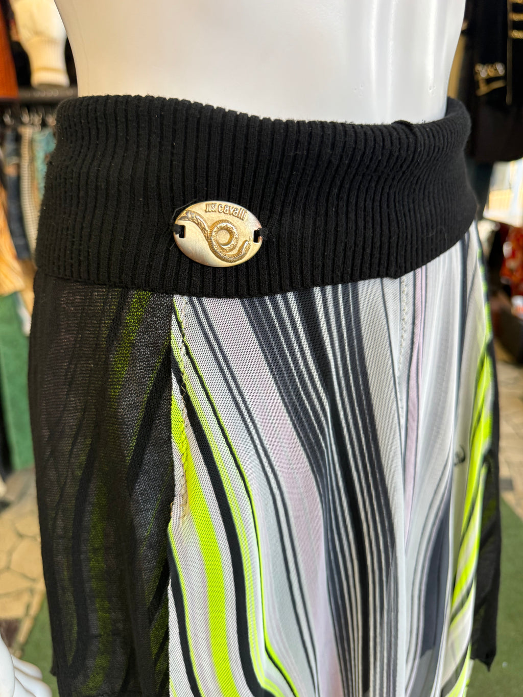 Gonna Roberto Cavalli righe e fiori 00s