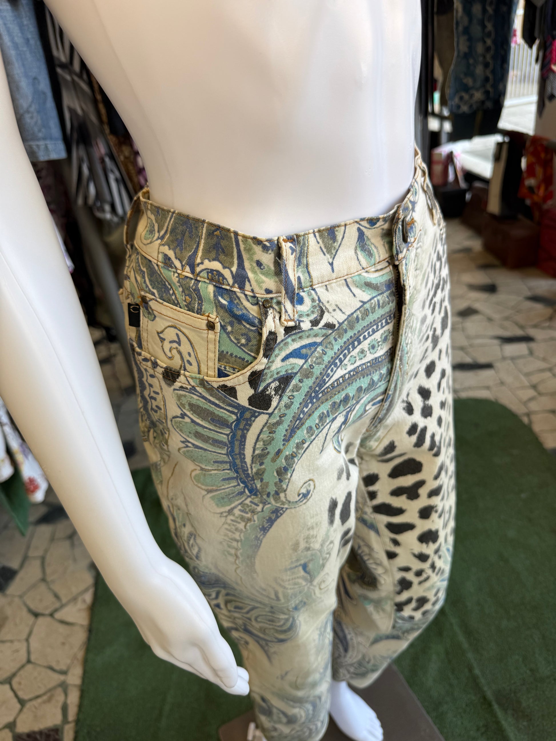 Jeans Roberto Cavalli SS2005 leopardo e fiori