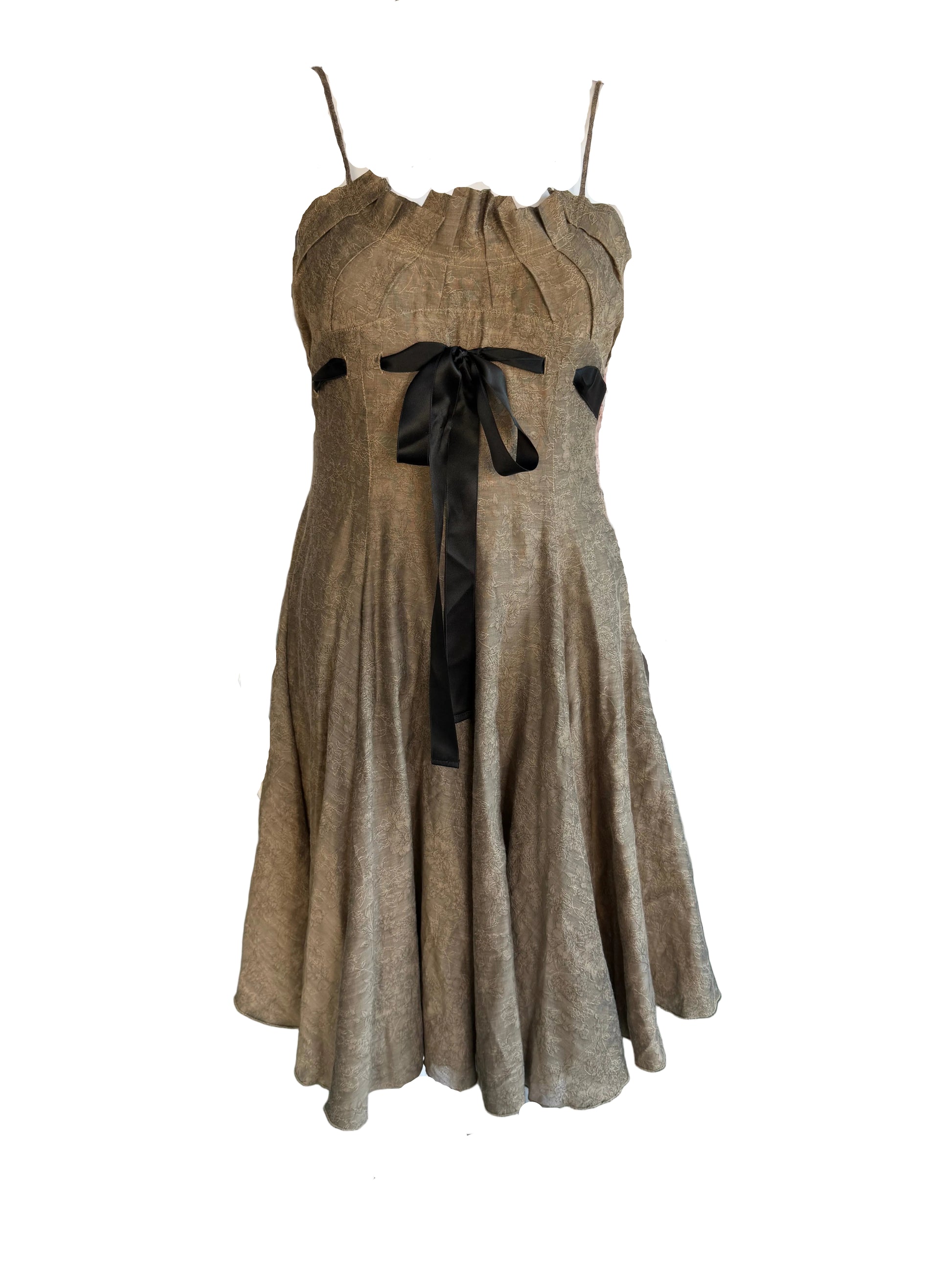 Abito Giorgio Armani a balze in tessuto fiorito 00s