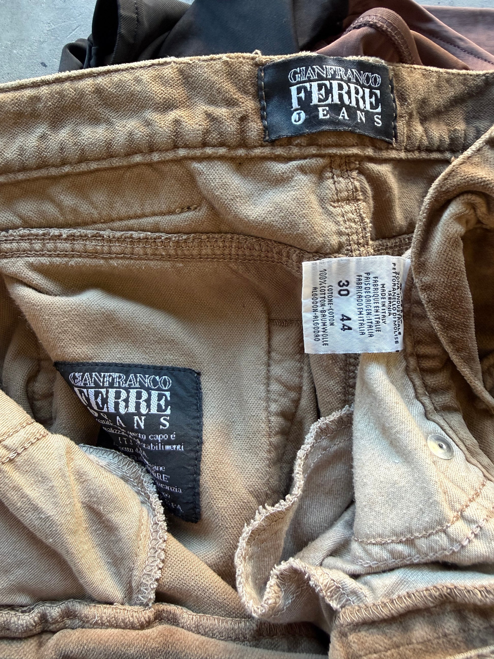 Jeans pantalone Gianfranco Ferrè velluto 90s