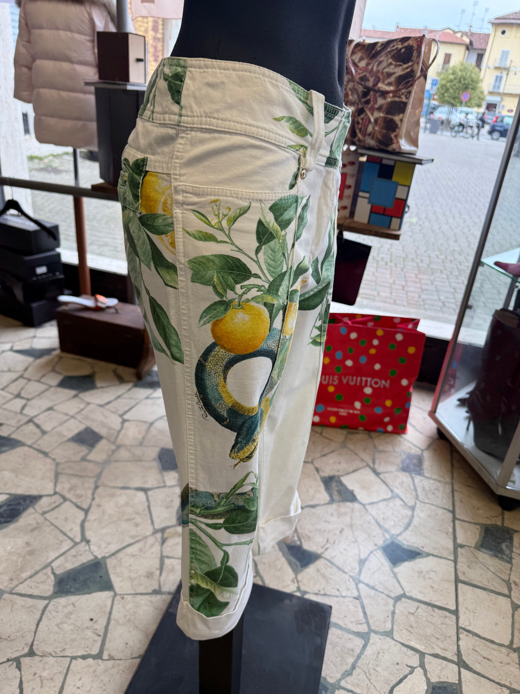Pantaloni Roberto Cavalli SS2005 limoni e serpenti