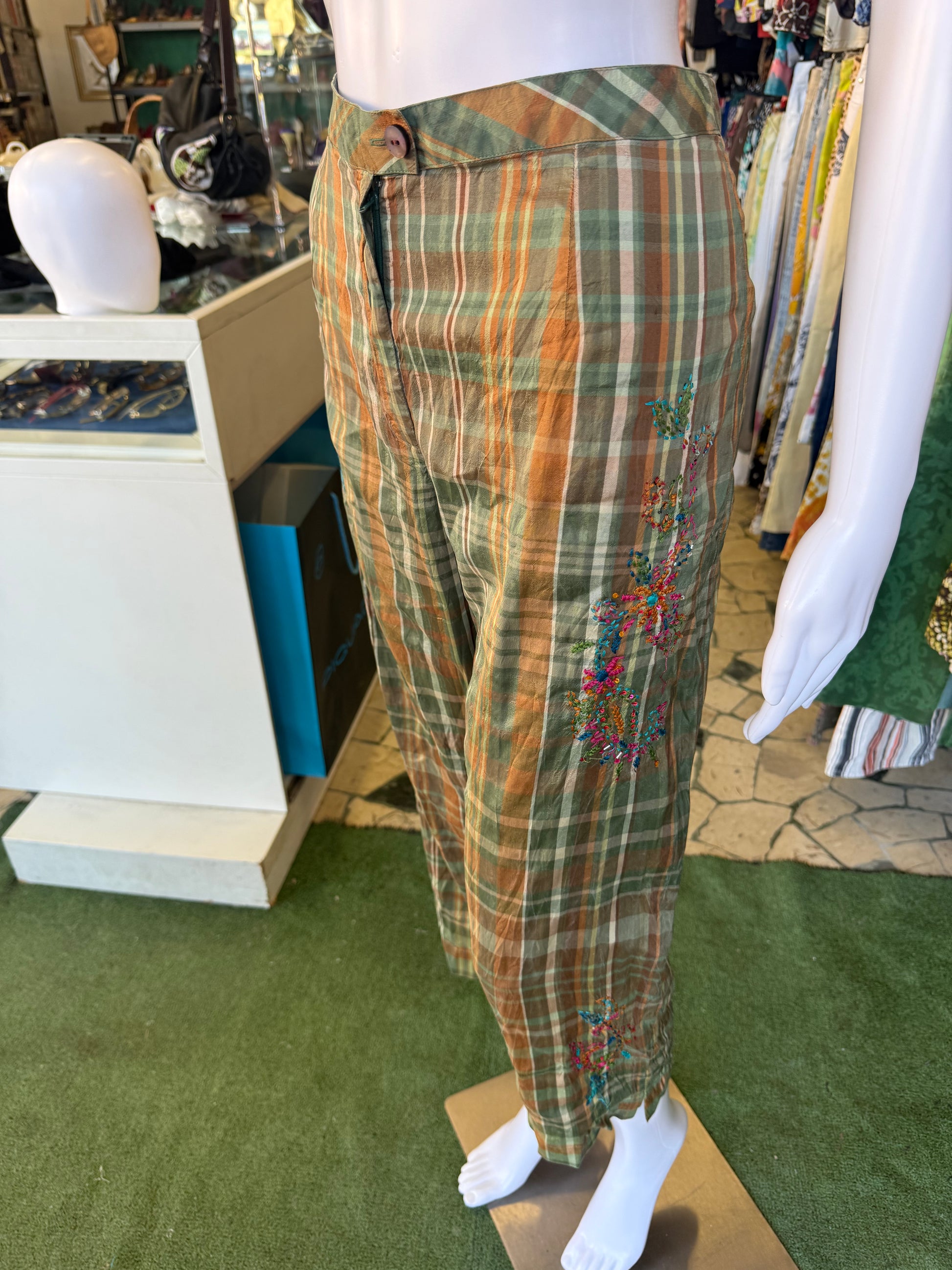 Pantalone Giorgio Kauten seta ricamato 00s