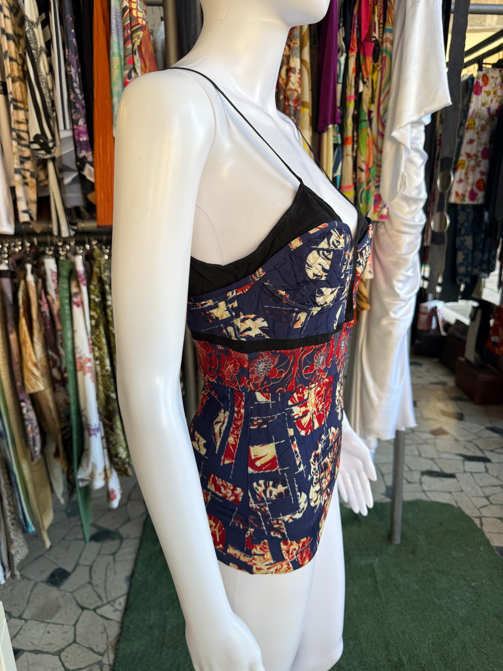 Top Roberto Cavalli just fiori patchwork 2000s