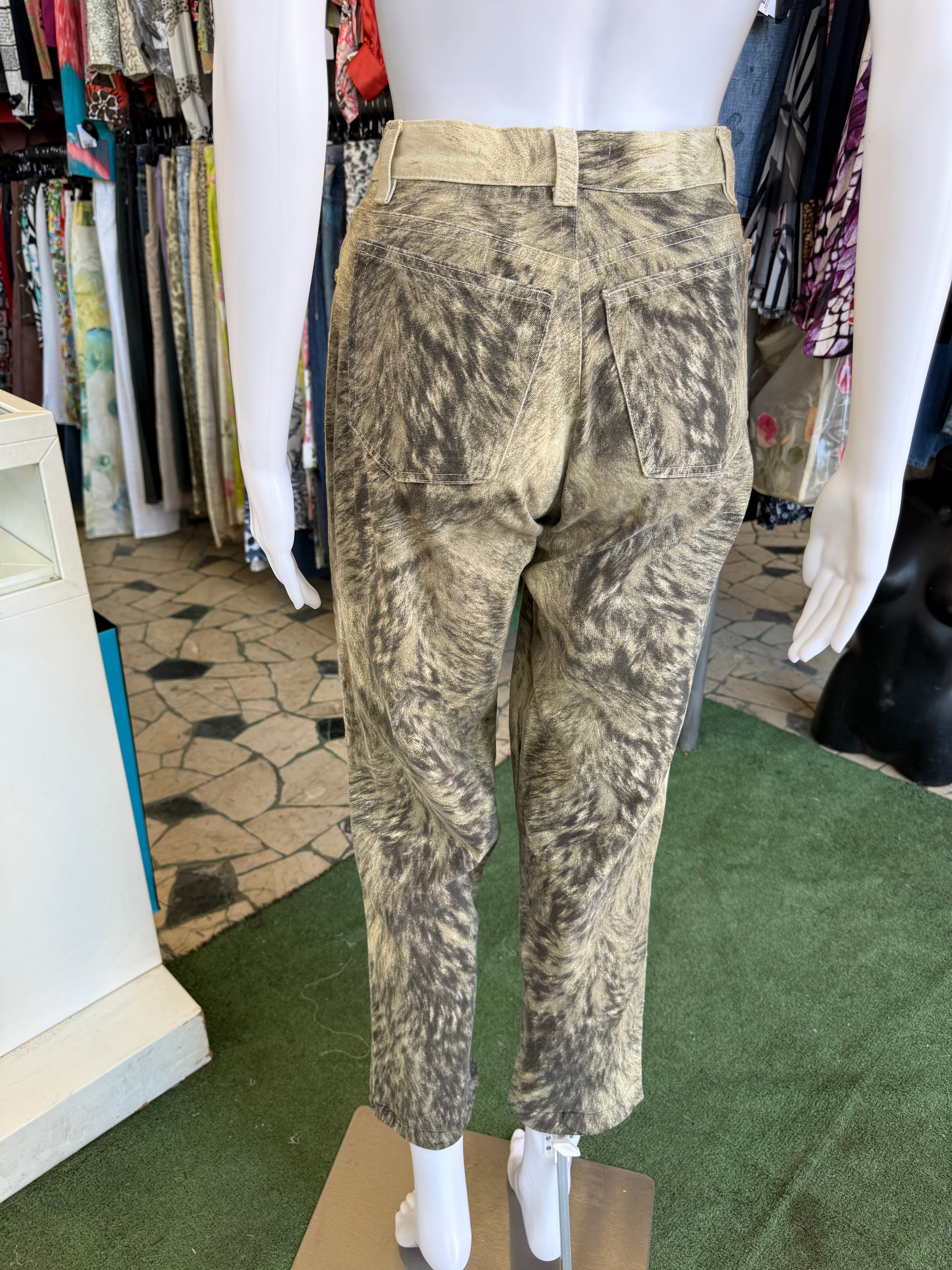 Jeans Roberto Cavalli FW1998 pelliccia lupo grigio