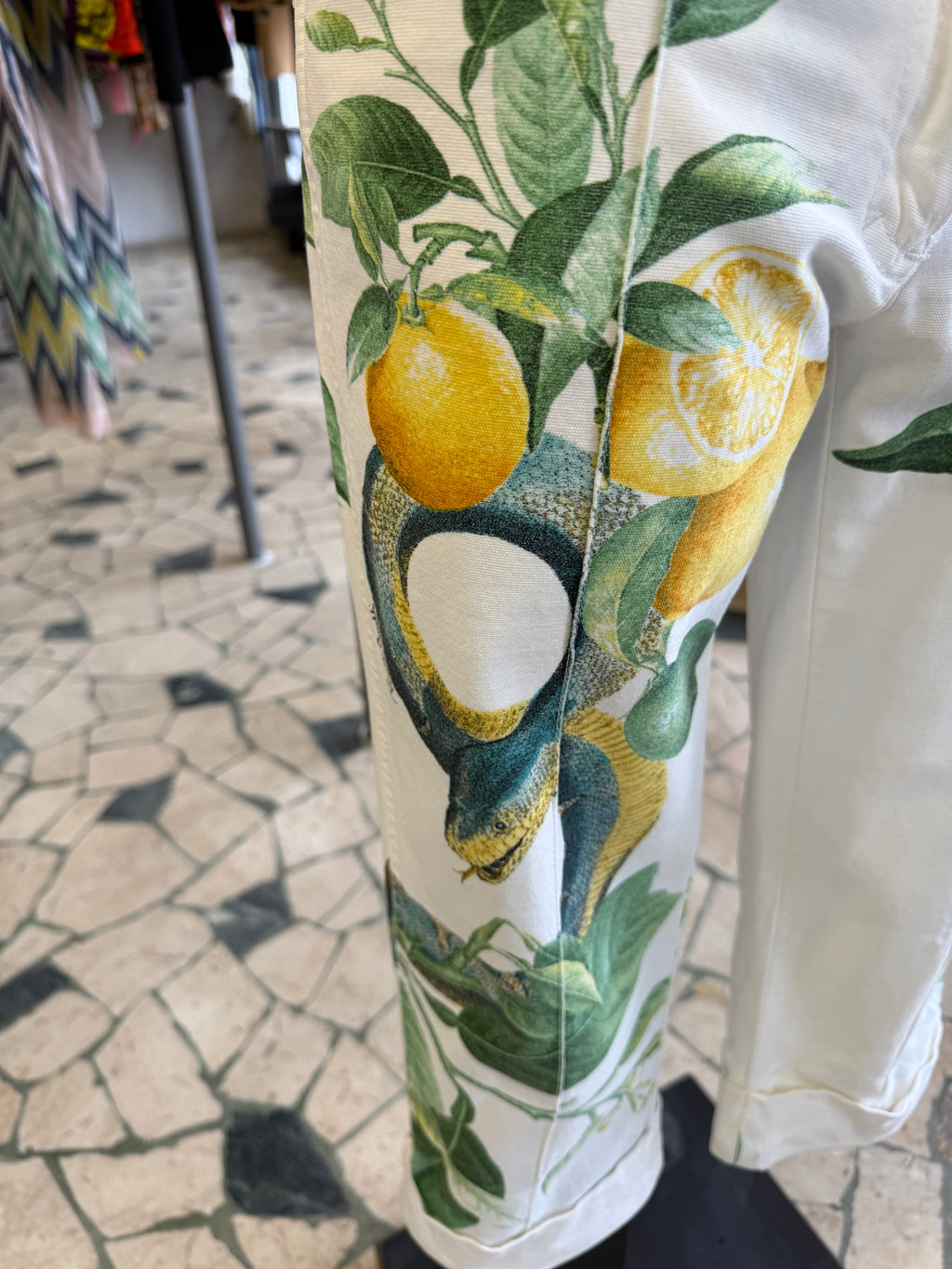 Pantaloni Roberto Cavalli SS2005 limoni e serpenti