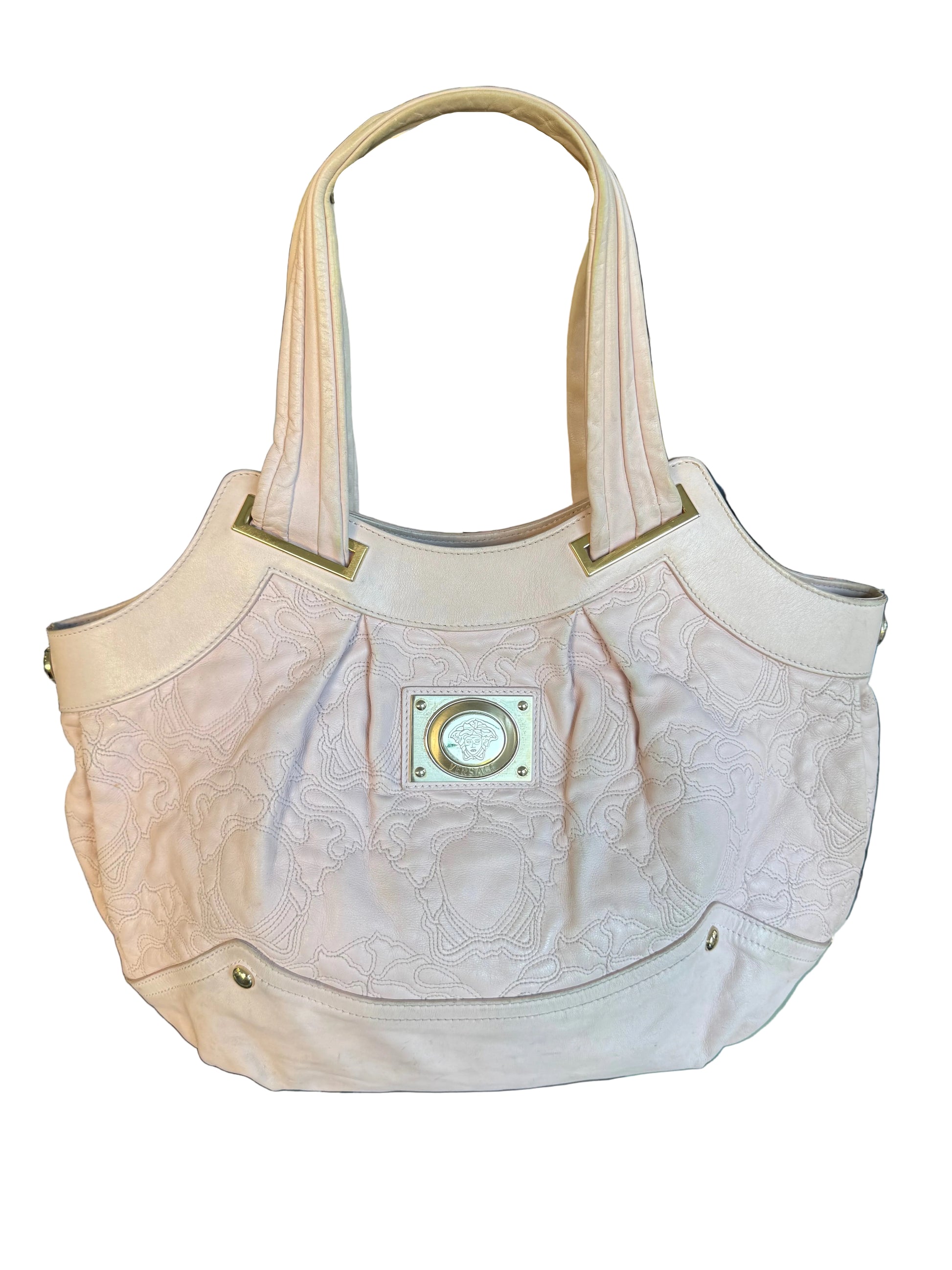 Borsa Versace barocco in nappa rosa