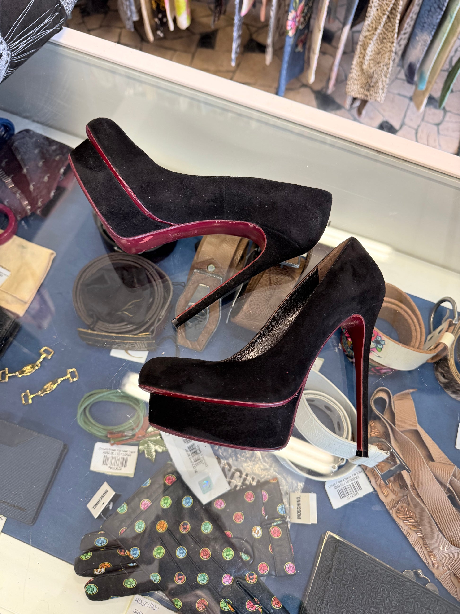 Décolleté Gianmarco Lorenzi 16 cm camoscio nero e bordeaux