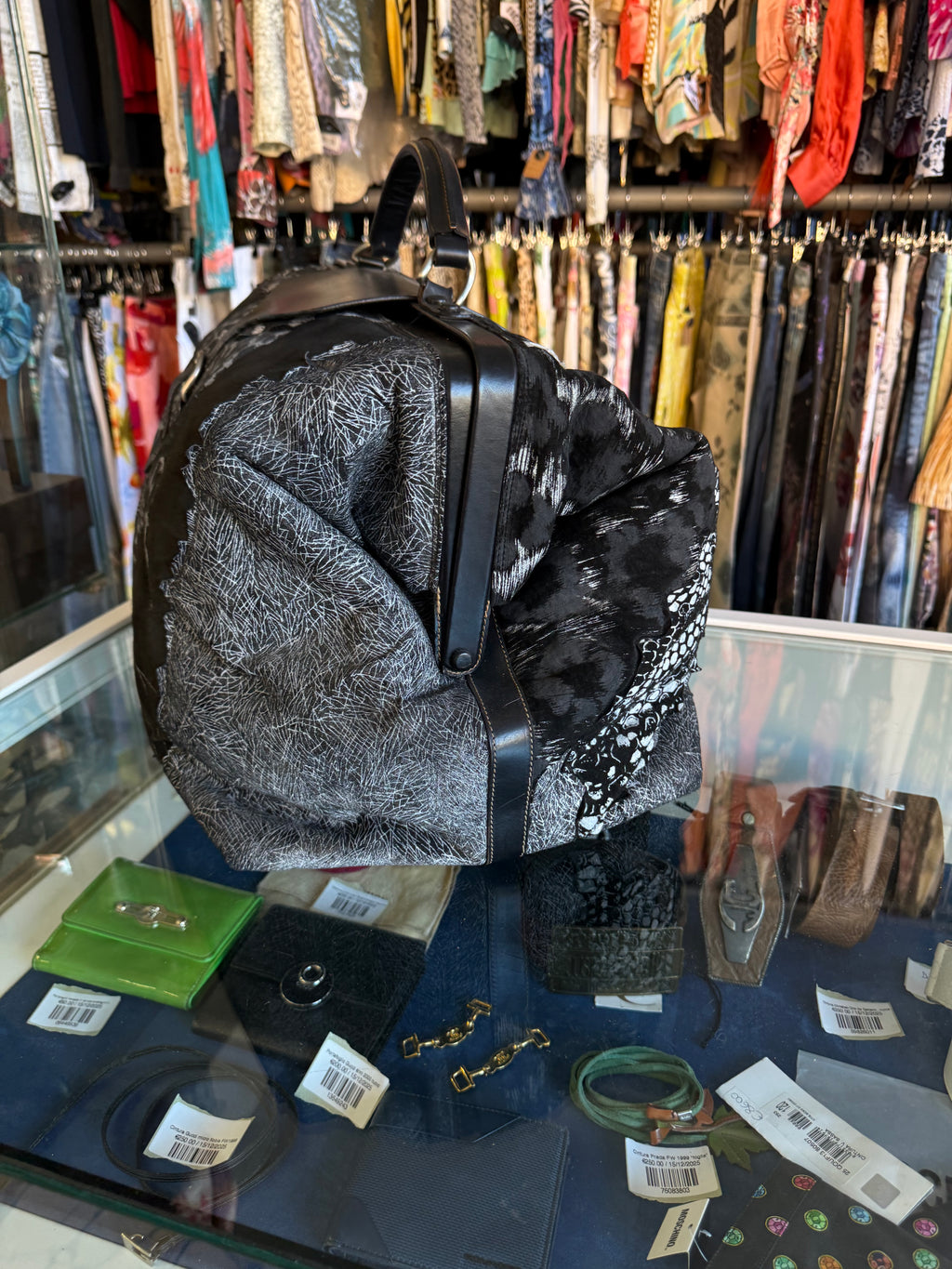 Borsa Roberto Cavalli da viaggio giaguaro patchwork anni 80