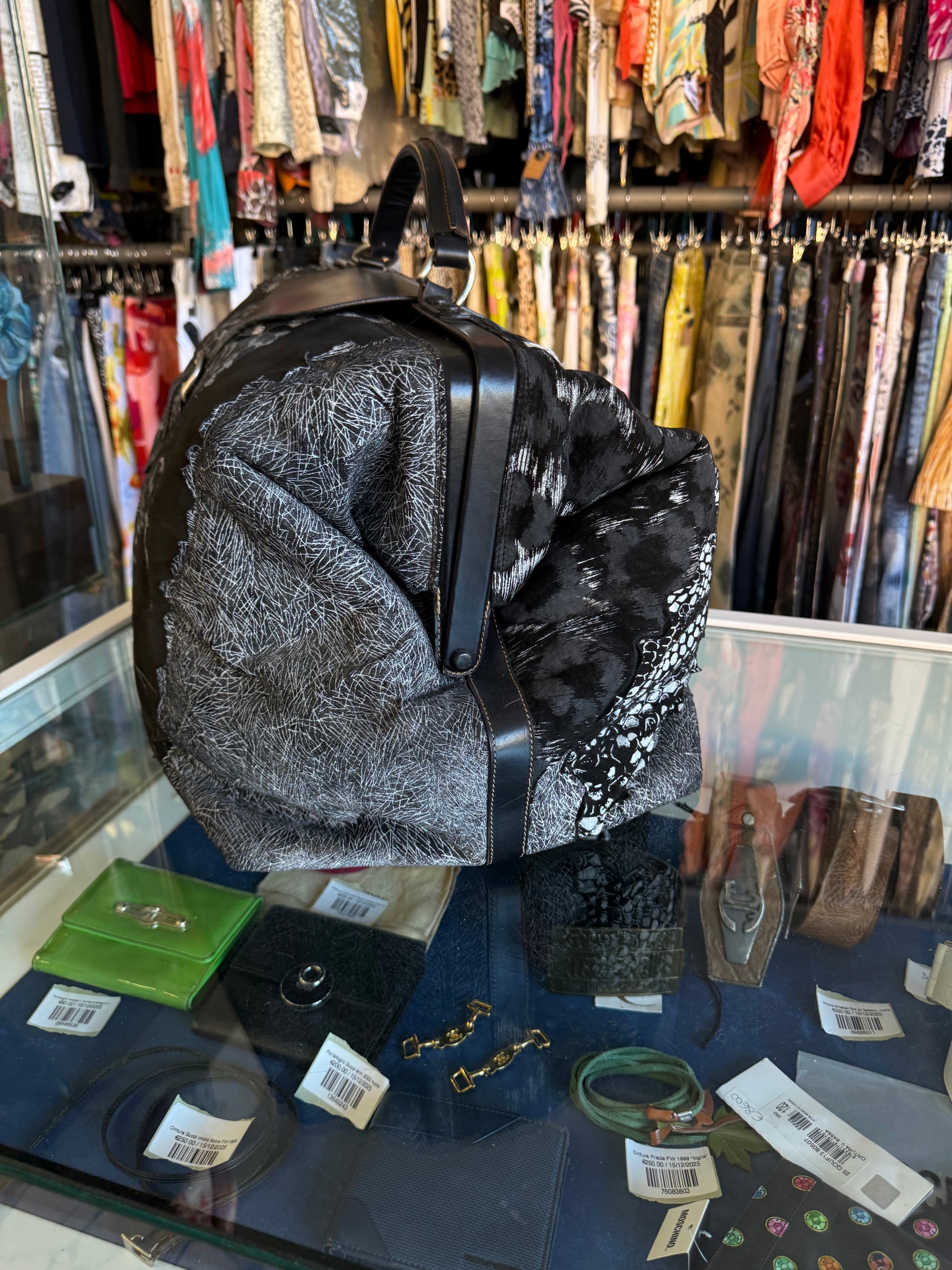 Borsa Roberto Cavalli da viaggio giaguaro patchwork anni 80