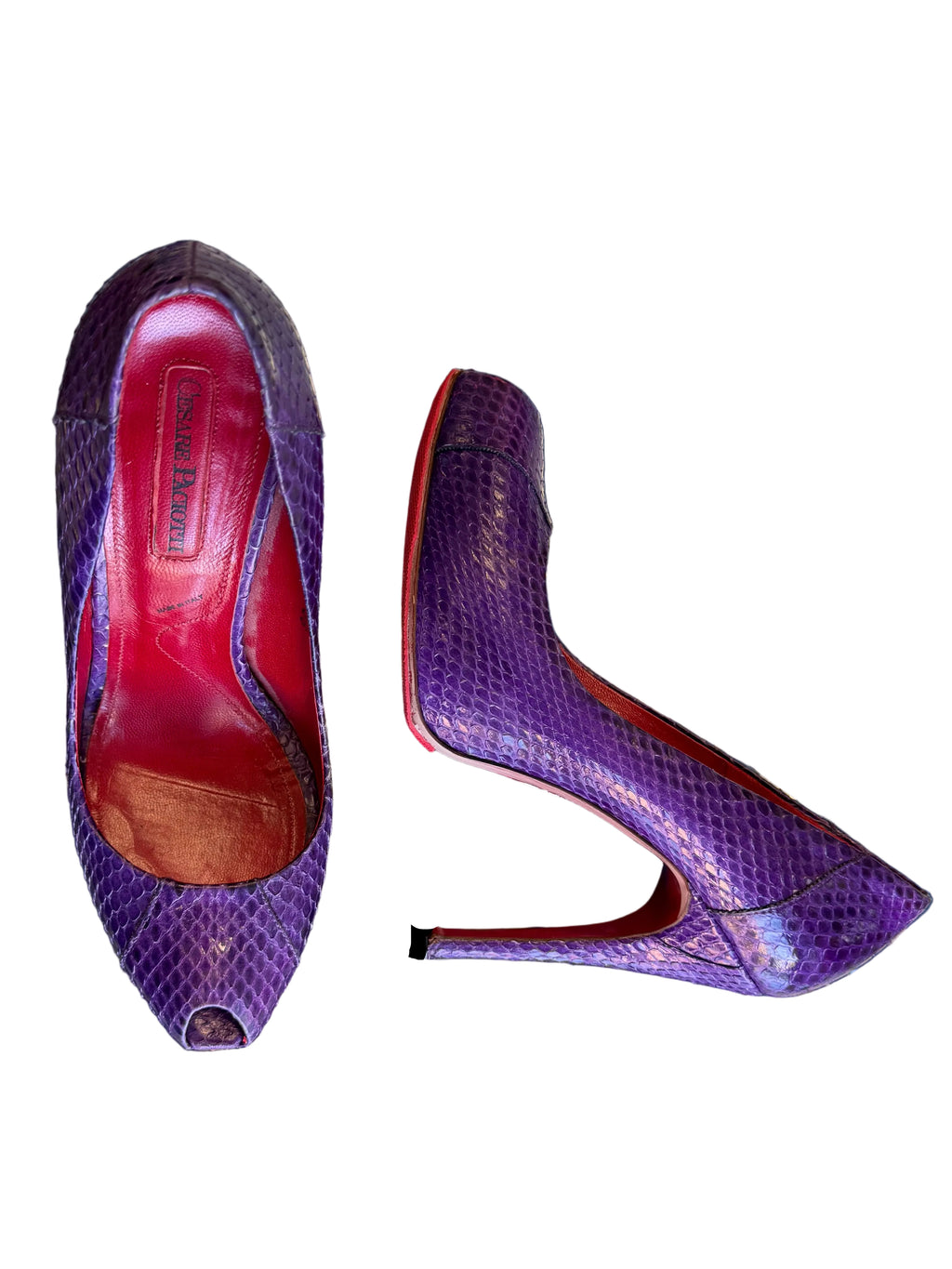 Décolleté Cesare Paciotti pitone viola 00s