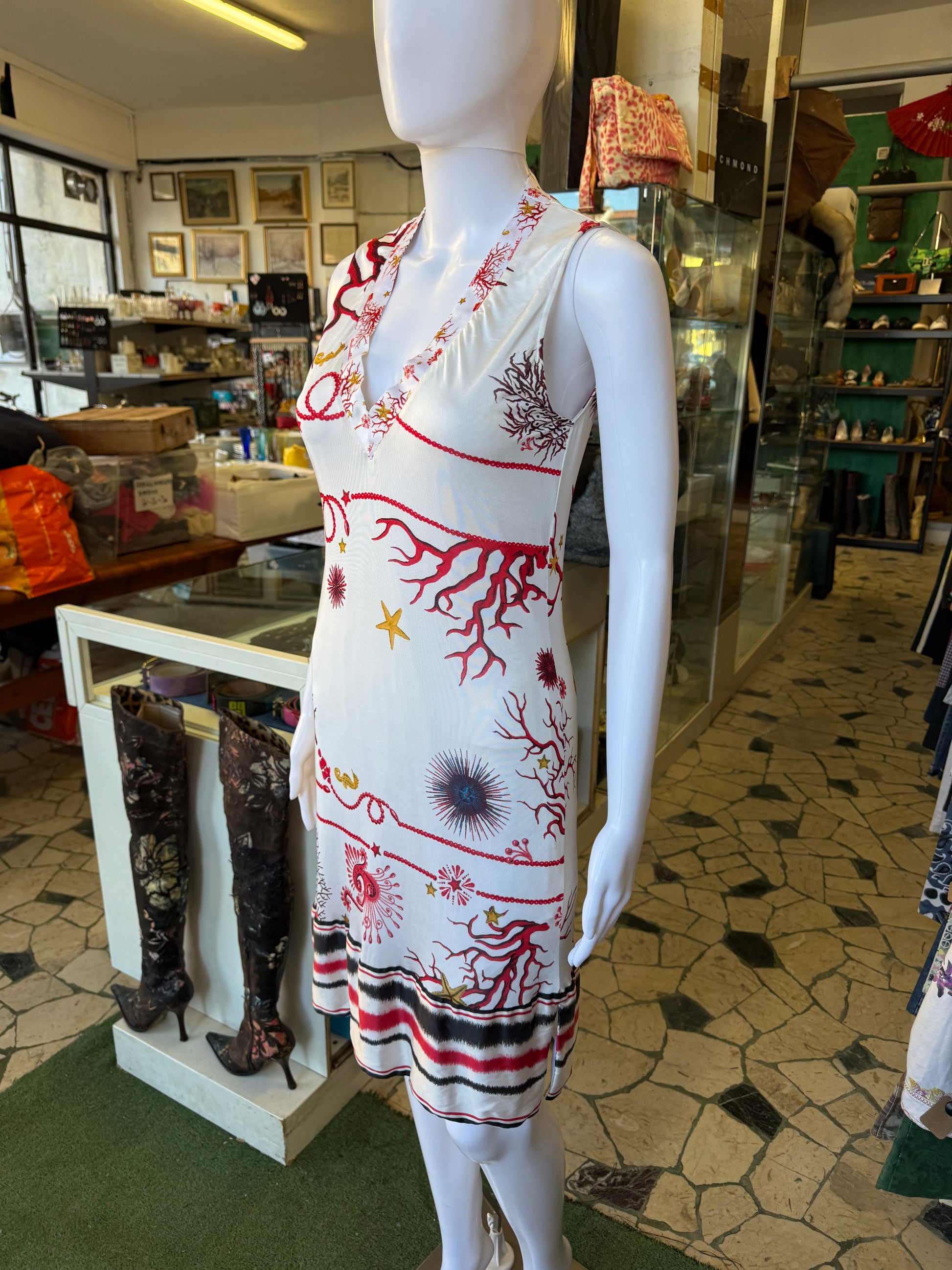 Abito Roberto Cavalli mare, coralli e pesci  2000s