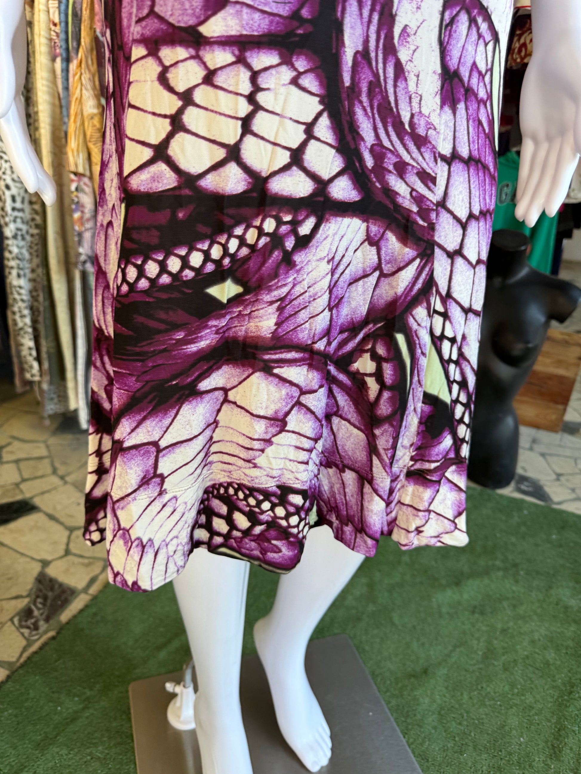 Abito Roberto Cavalli squame serpente viola 00s