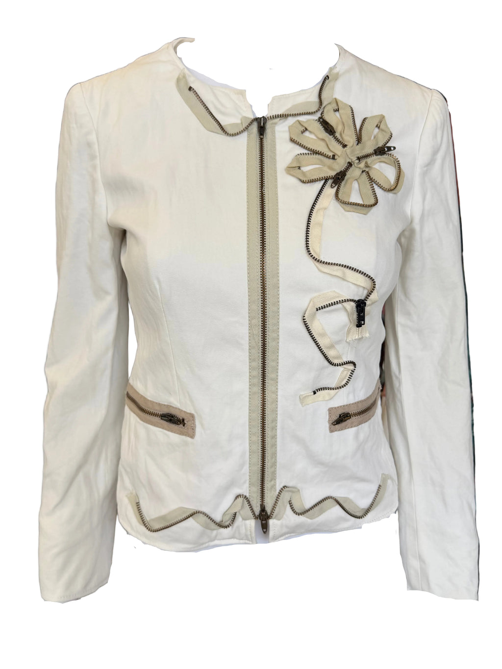 Giacca Moschino cerniere fiore
