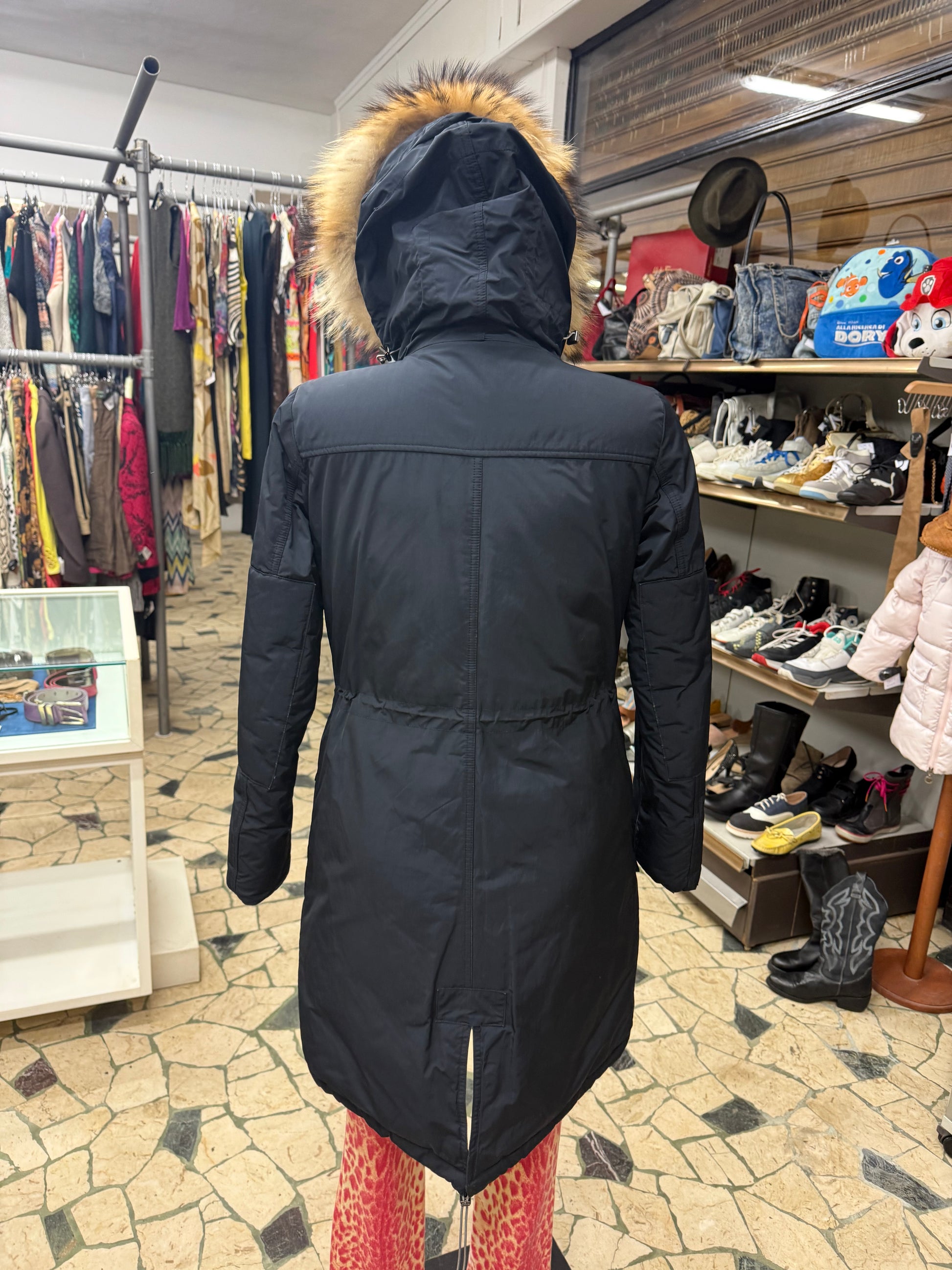 Giubbotto lungo Woolrich bordo coyote