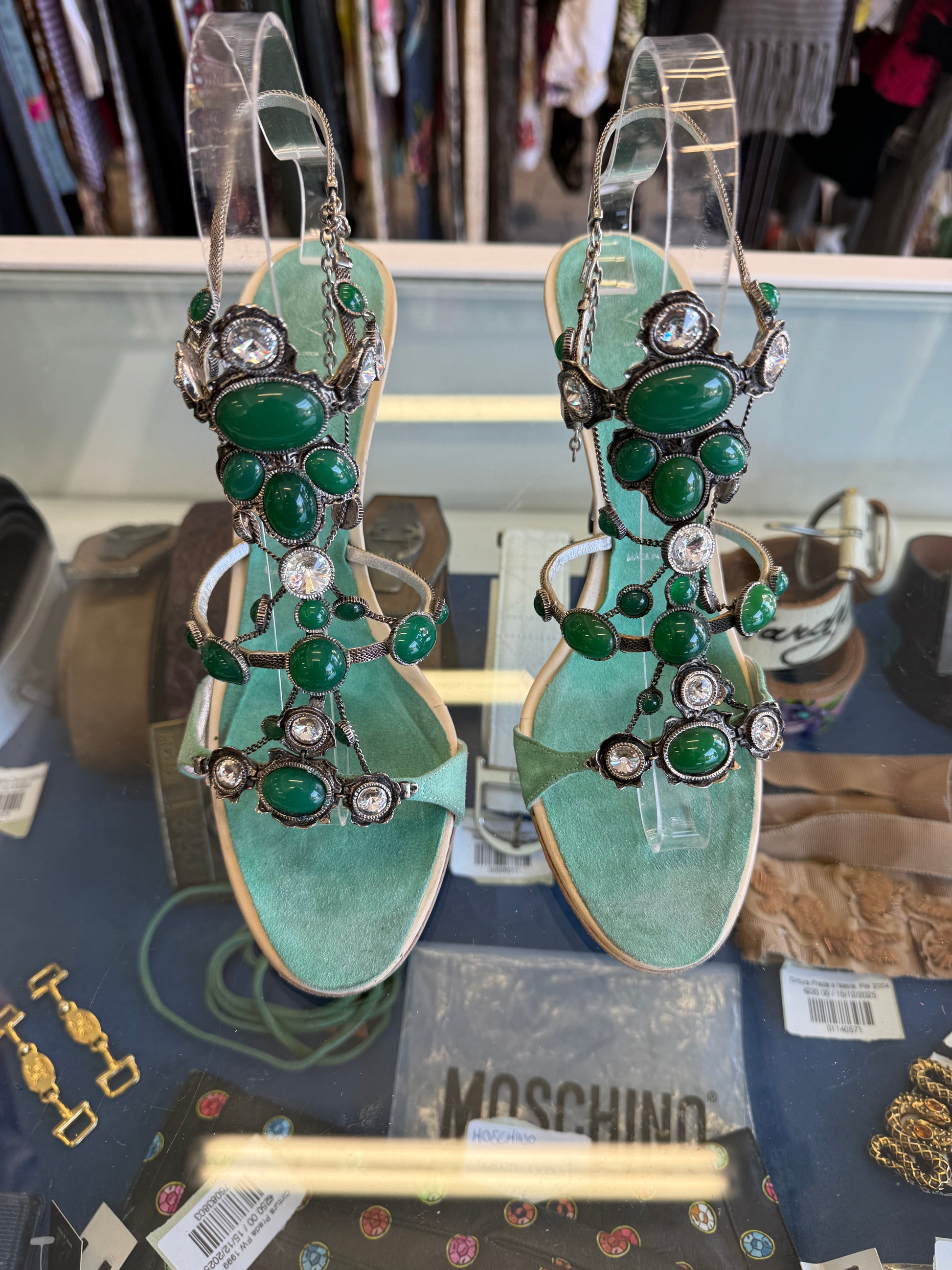 Sandali gioiello smeraldo Vicini by Giuseppe Zanotti 2000”