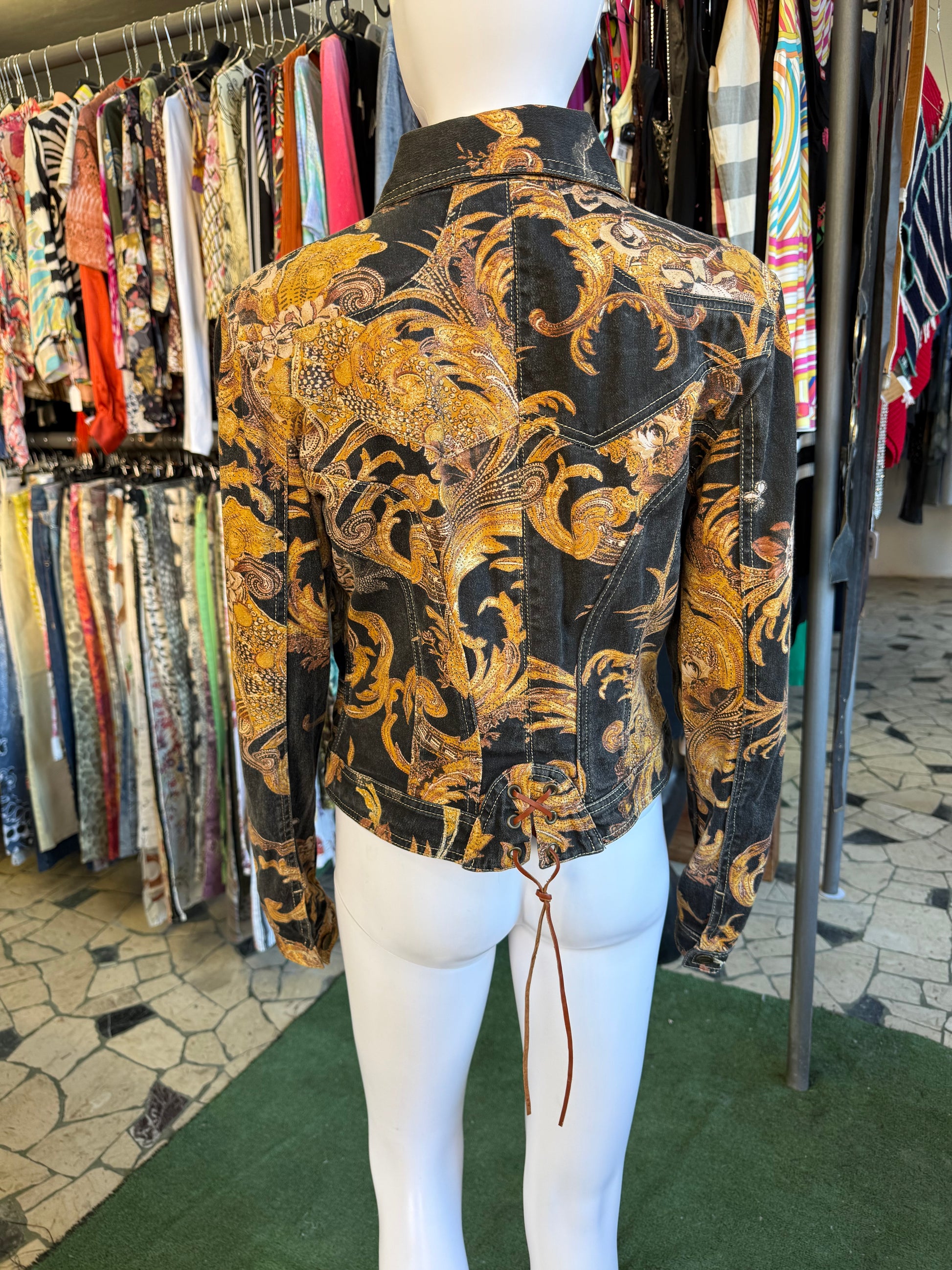 Giacca Roberto Cavalli barocco dorato 00s