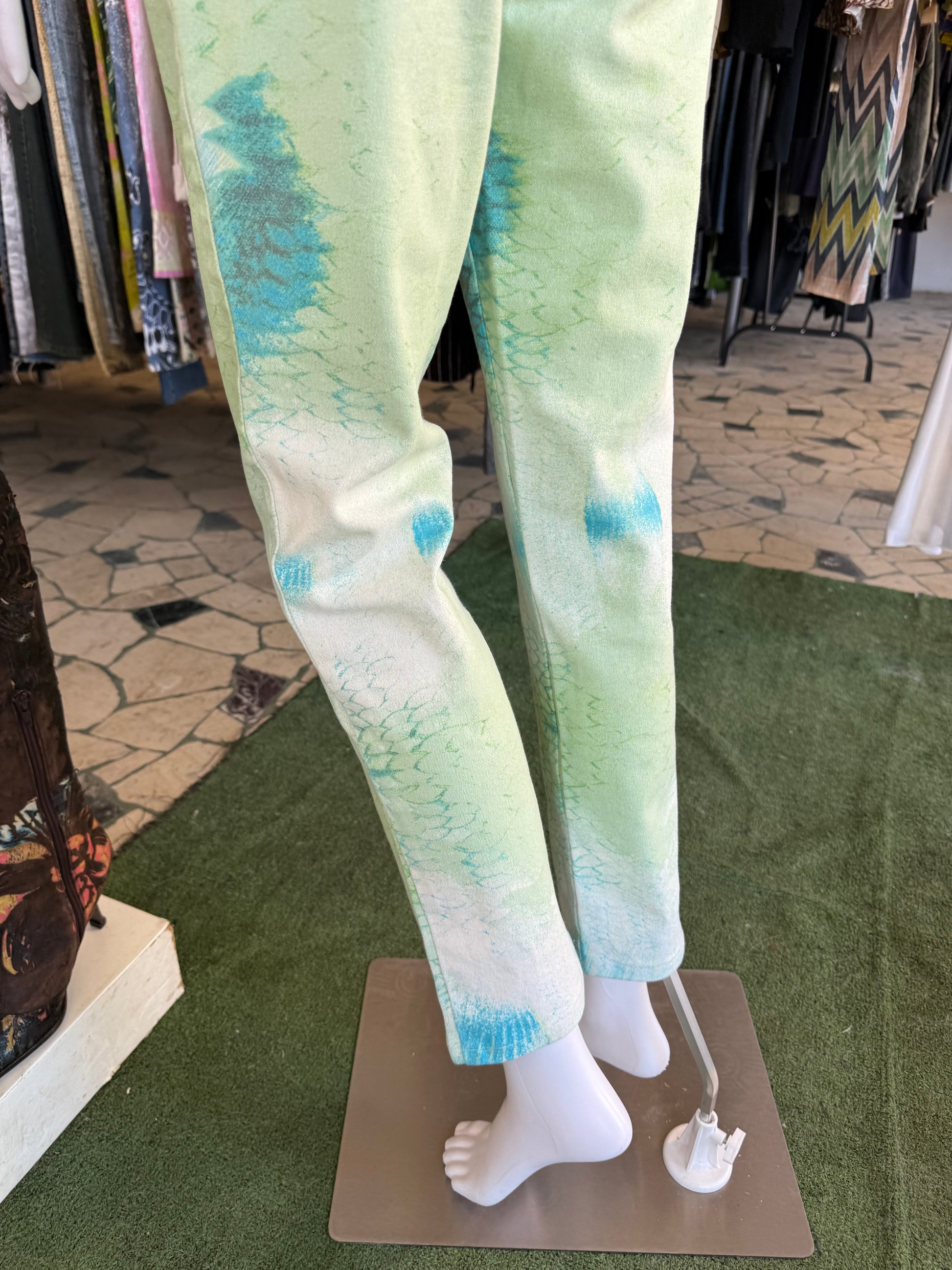 Jeans Roberto Cavalli green fish 2000s
