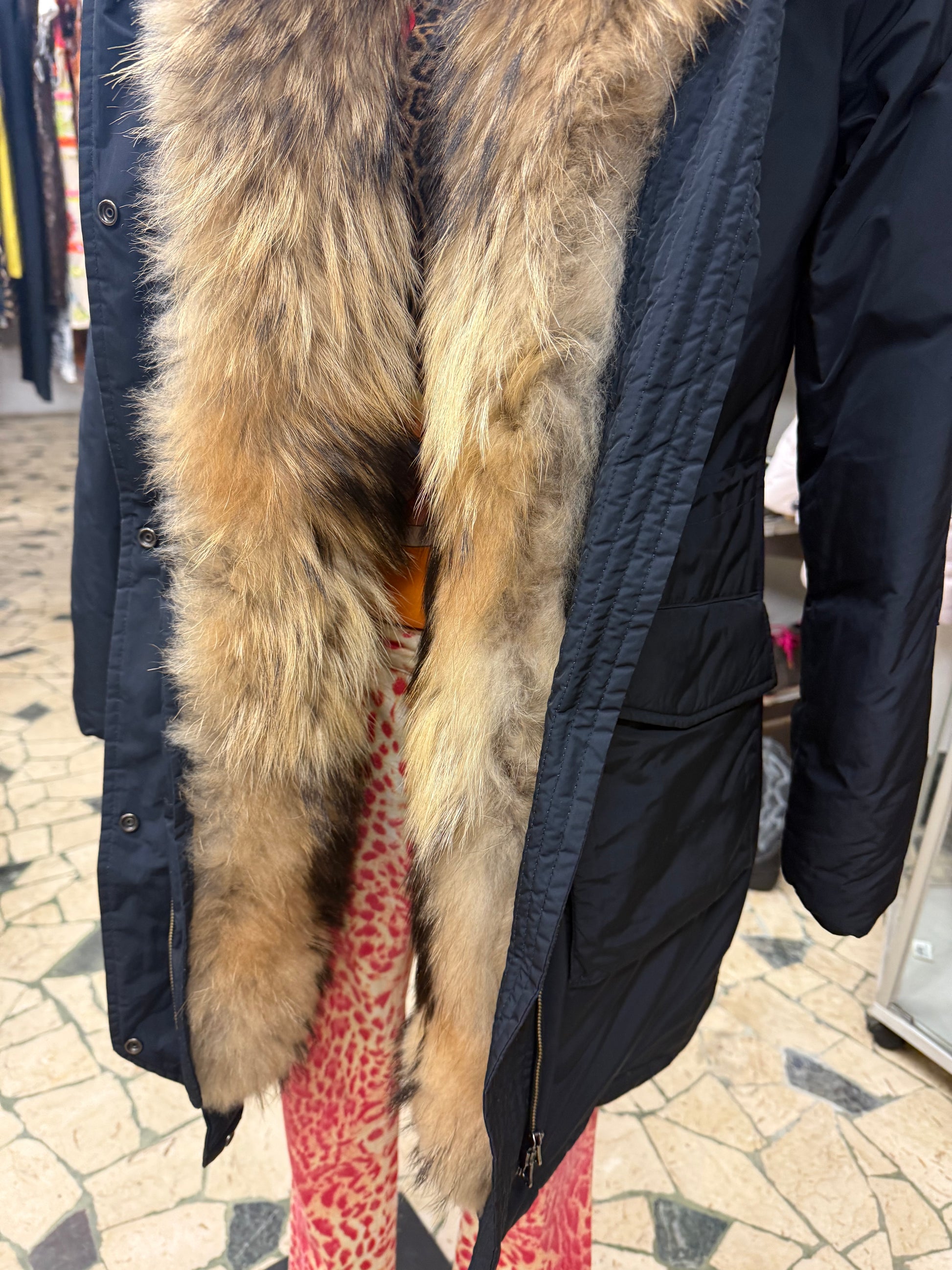 Giubbotto lungo Woolrich bordo coyote