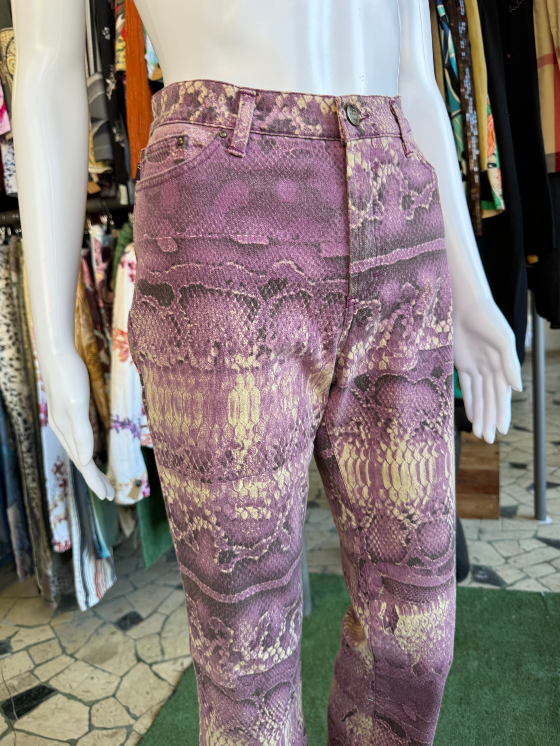 Jeans Roberto Cavalli pitone viola 00s