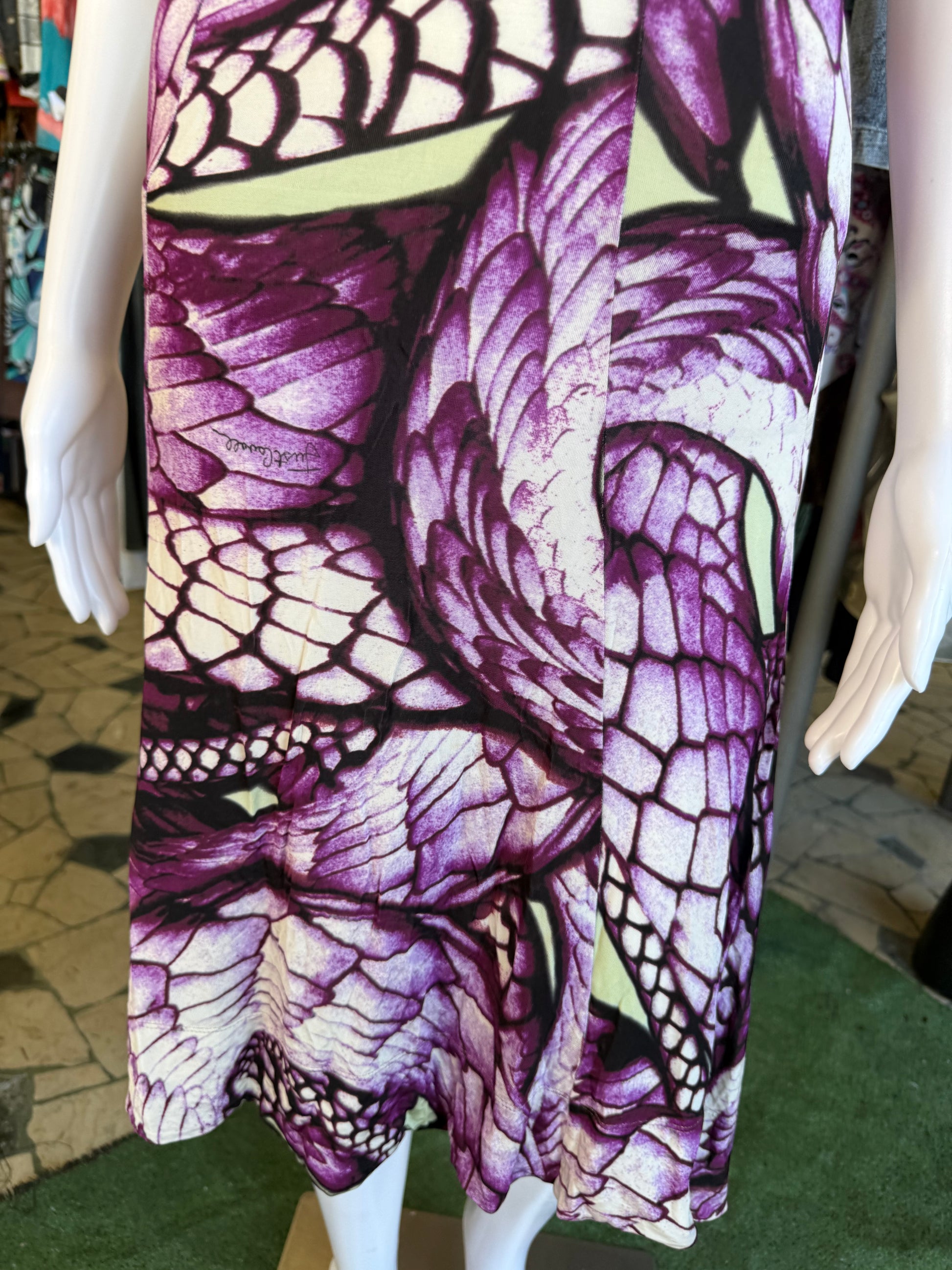 Abito Roberto Cavalli squame serpente viola 00s