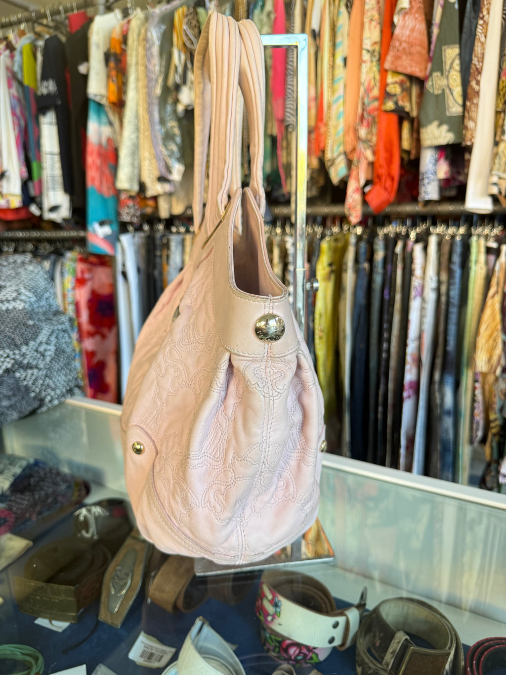Borsa Versace barocco in nappa rosa