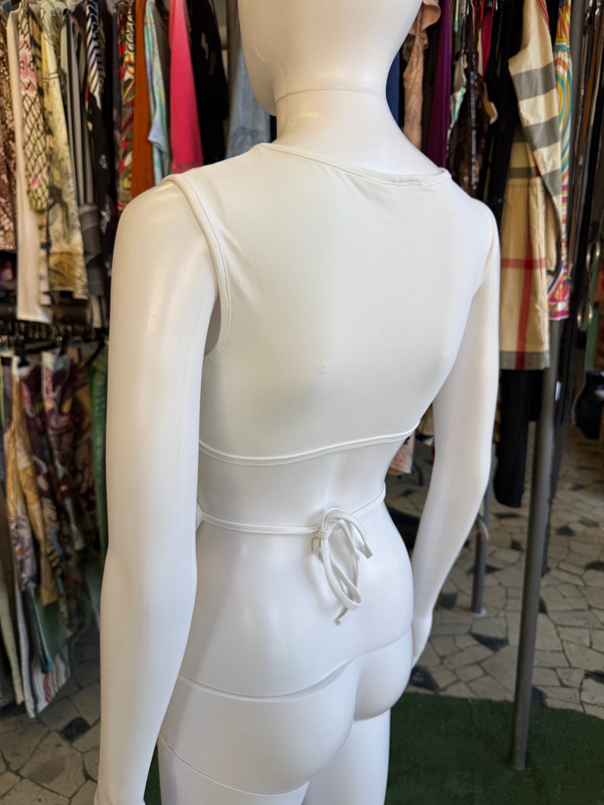 Top Prada schiena scoperta bianco 90s