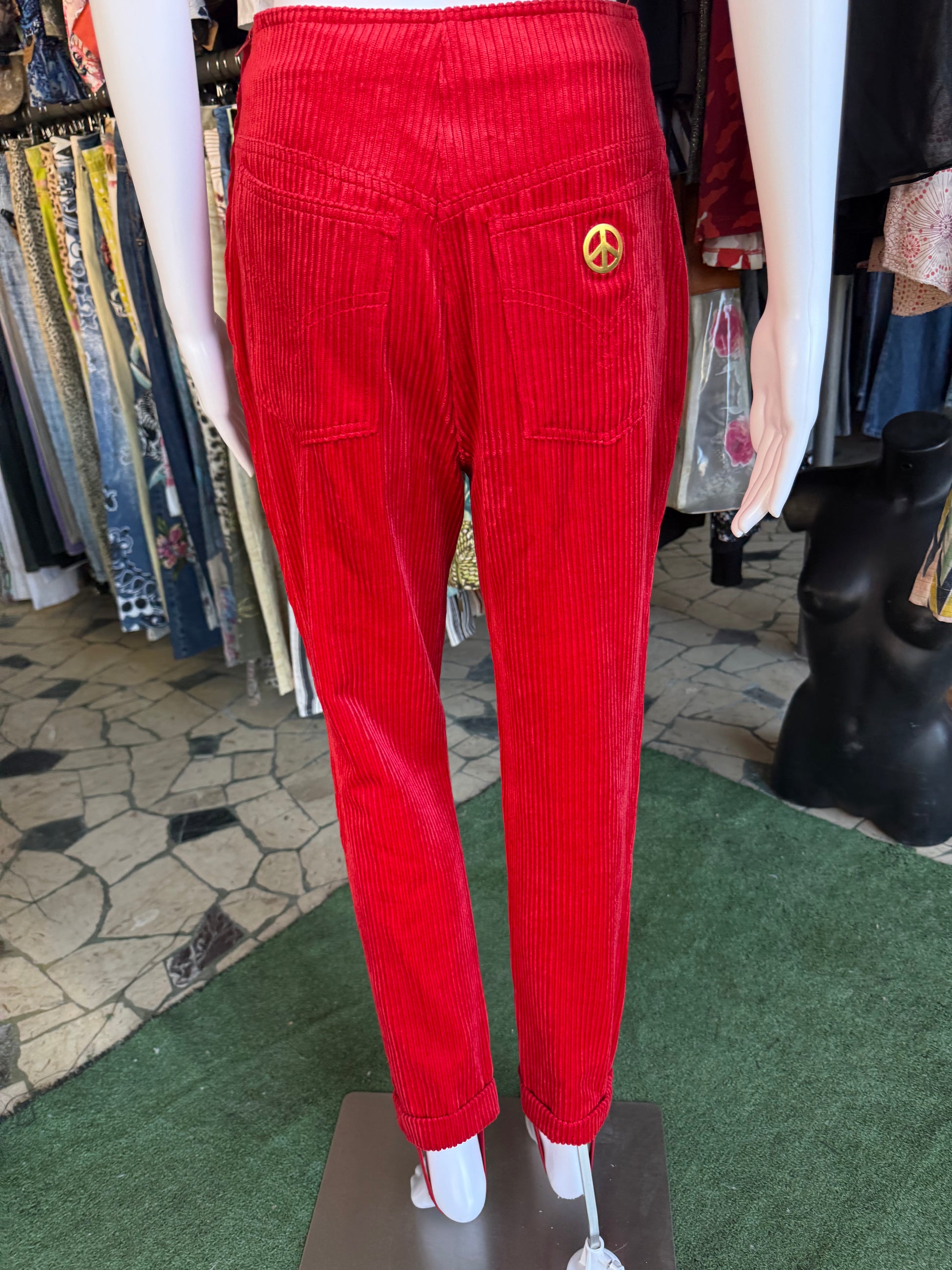 Pantalone Moschino rosso a coste 1990s