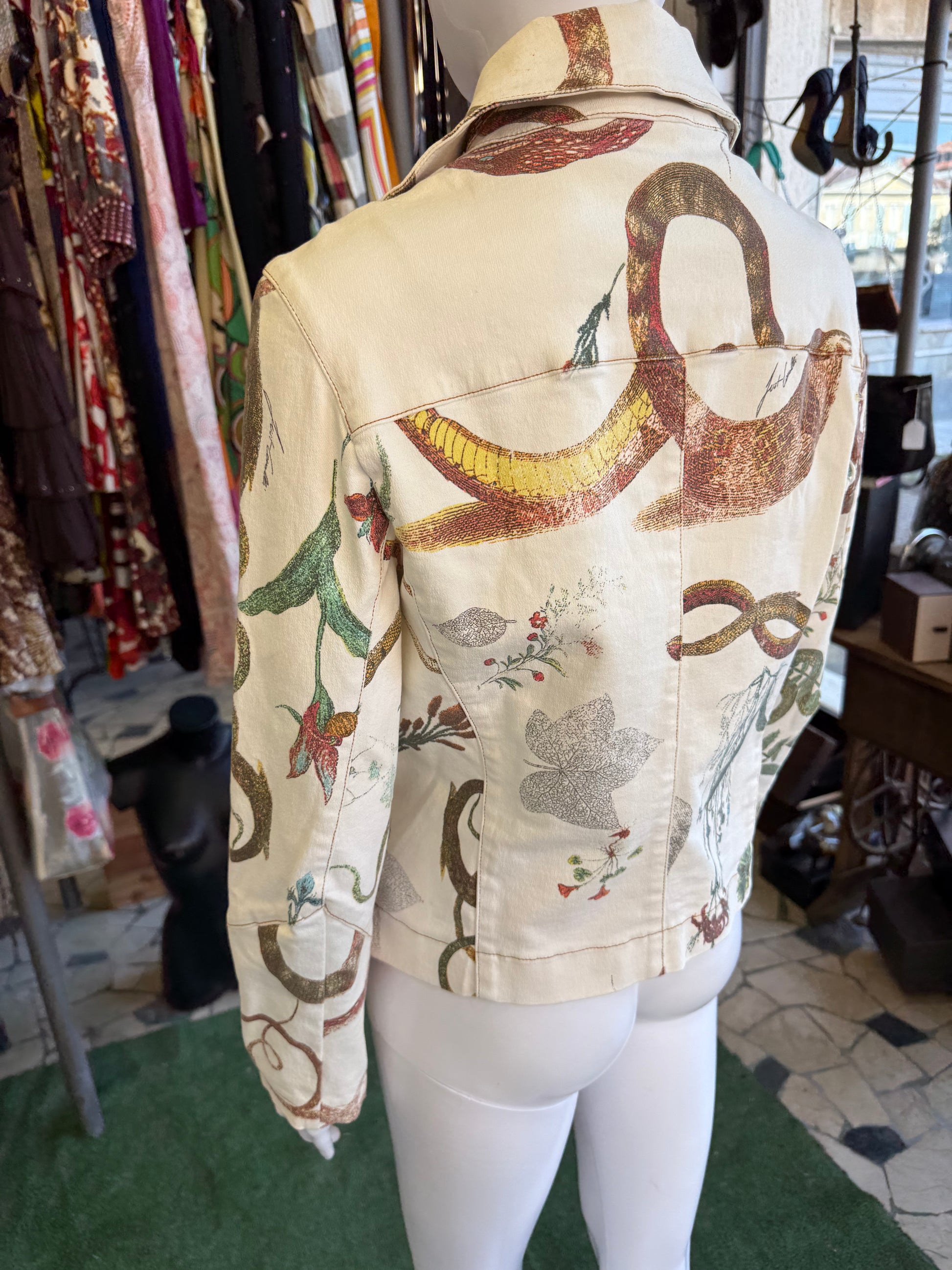 Giacca chiodo Roberto Cavalli serpente e piante 00s