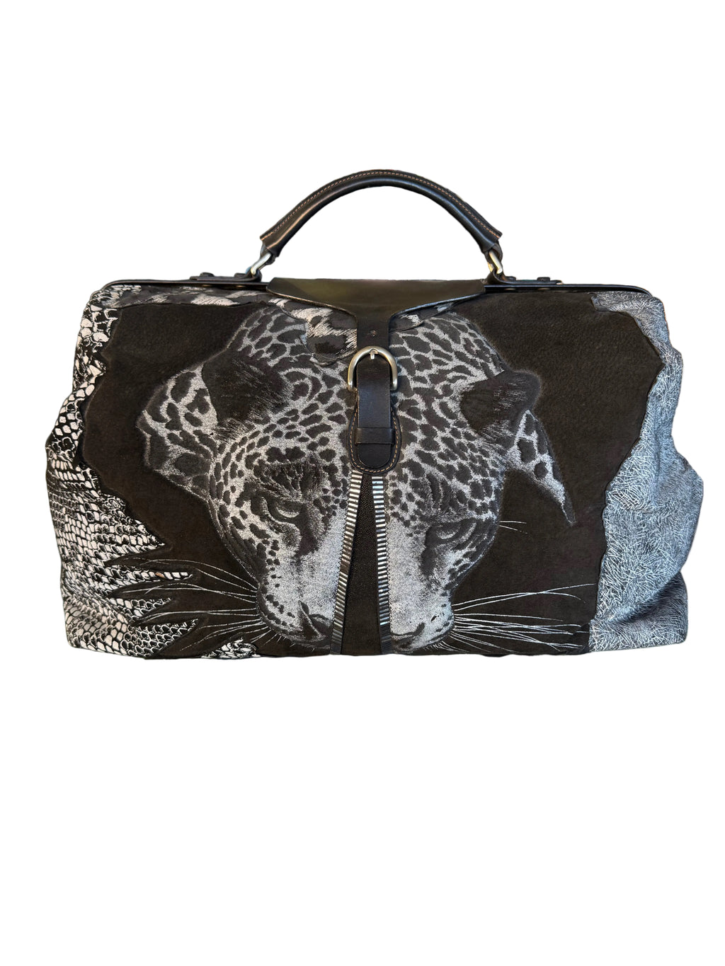 Borsa Roberto Cavalli da viaggio giaguaro patchwork anni 80