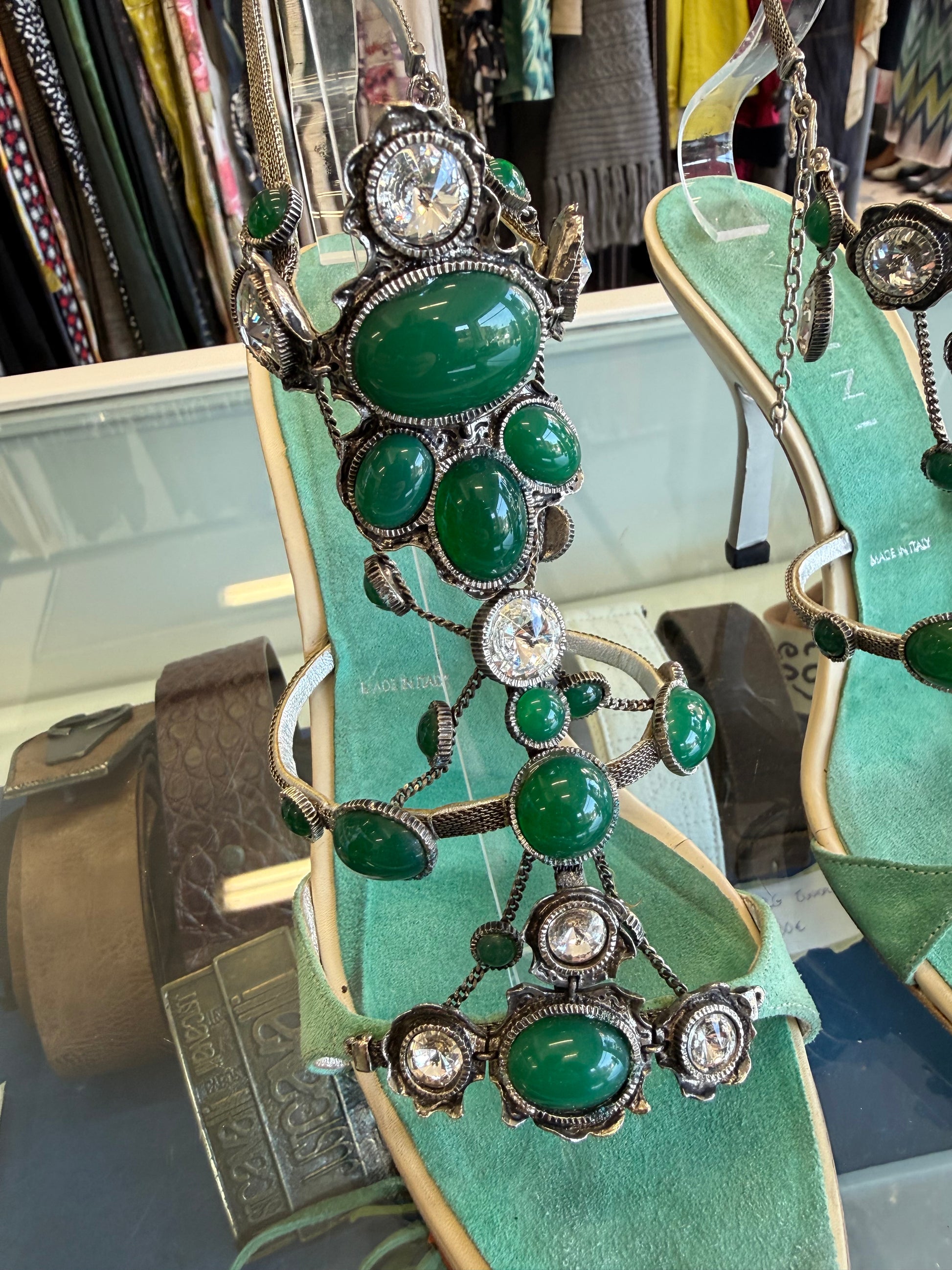 Sandali gioiello smeraldo Vicini by Giuseppe Zanotti 2000”