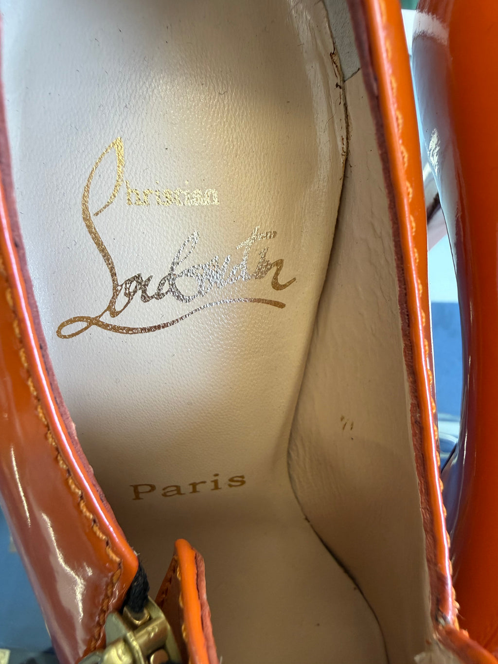 Tacchi Christian Louboutin “Lapono” arancioni 00s
