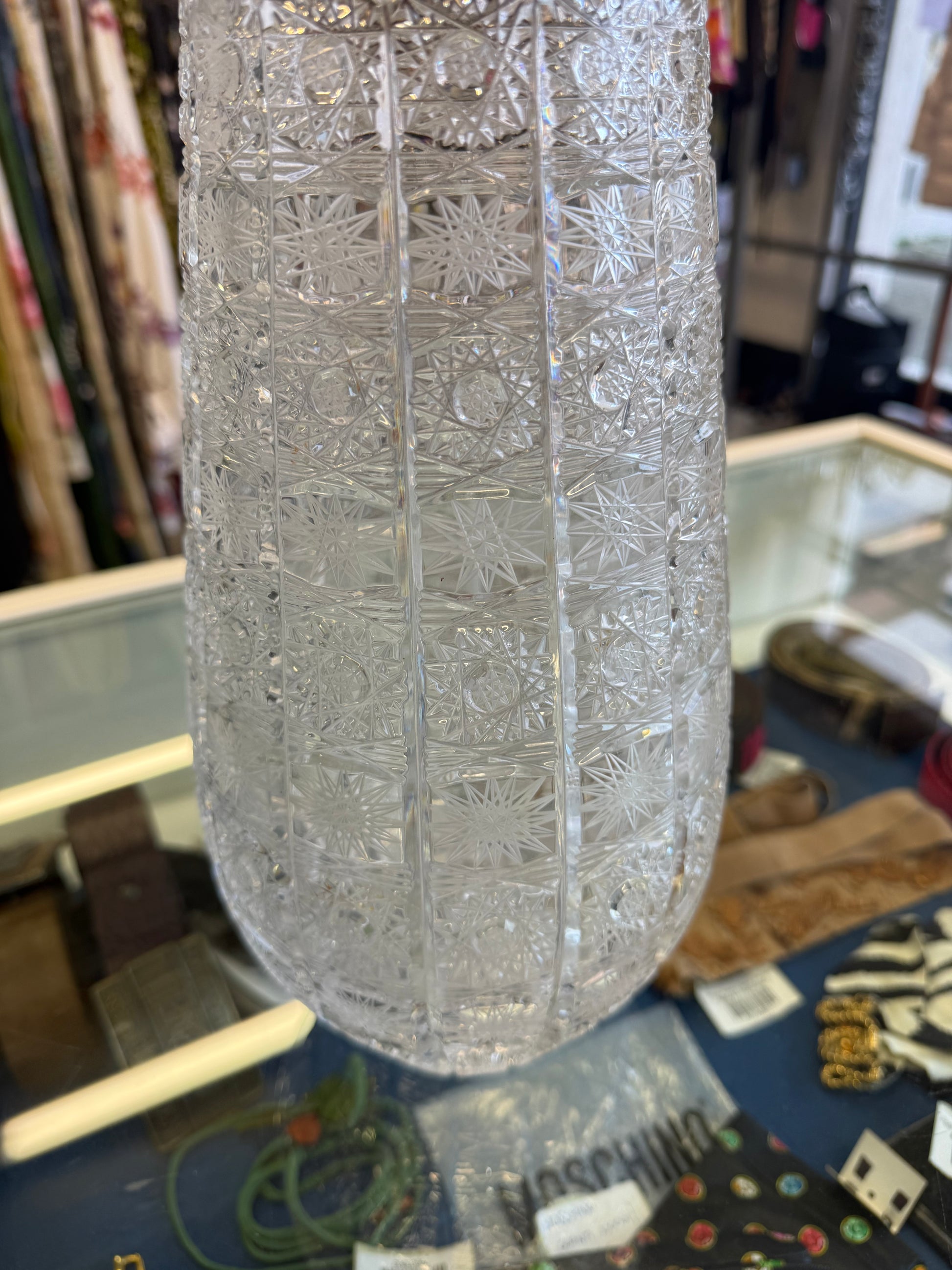 Vaso cristallo con intarsi e lavorazioni