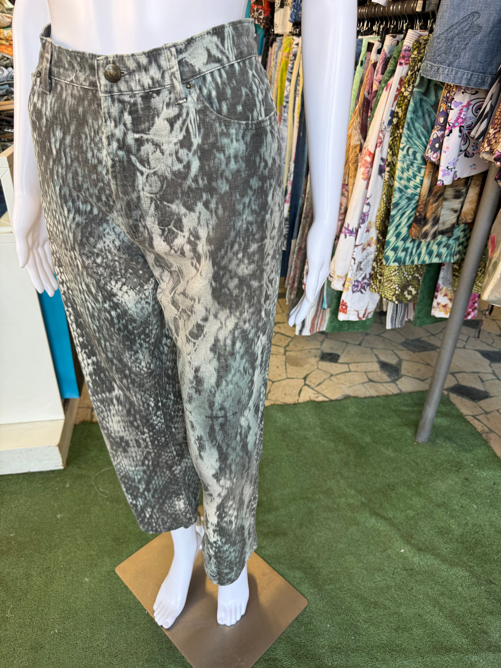 Jeans Roberto Cavalli pitone azzurro 00s