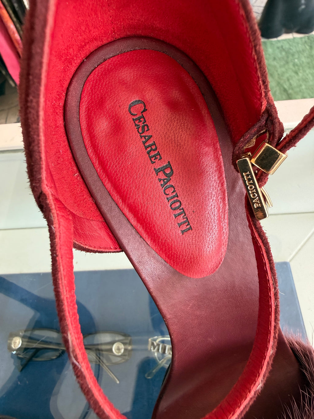 Sandali Cesare Paciotti Dagger Heels oro Bordeaux e visone 00s