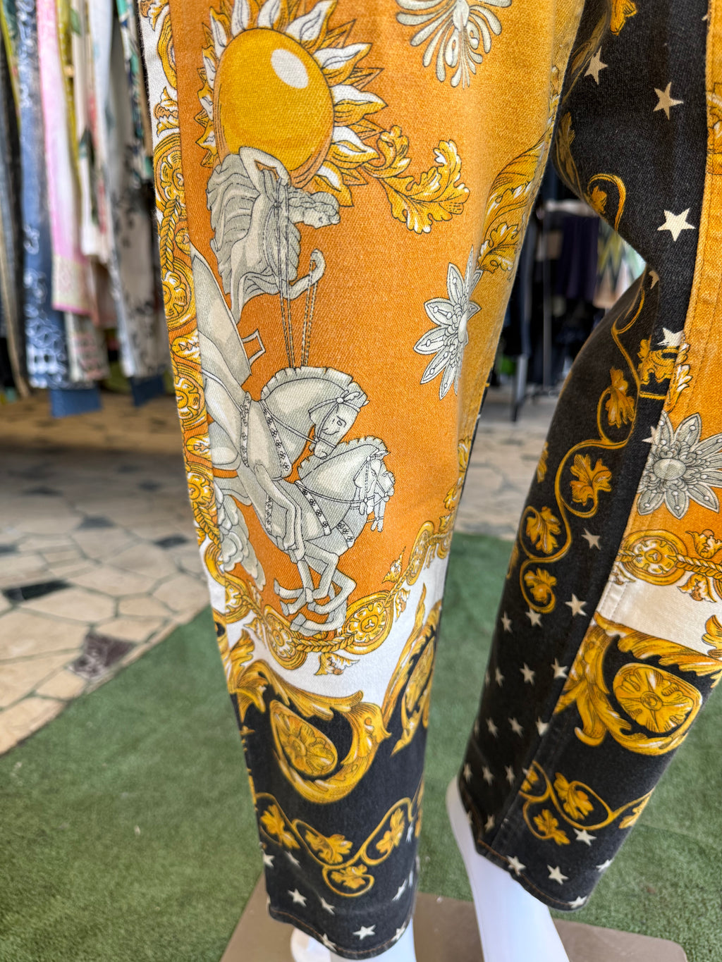 Jeans Roberto Cavalli barocco Pegaso 1990s